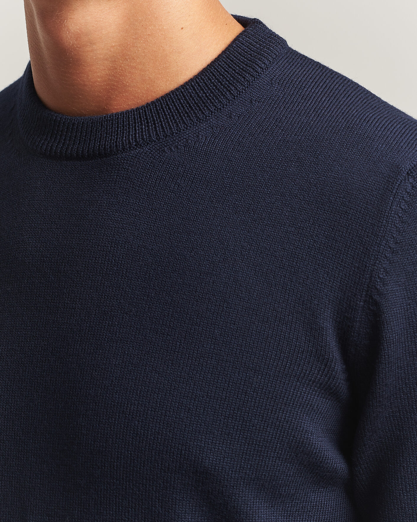 Herre | Trøjer | Gran Sasso | Merino Knitted Crew Neck Navy