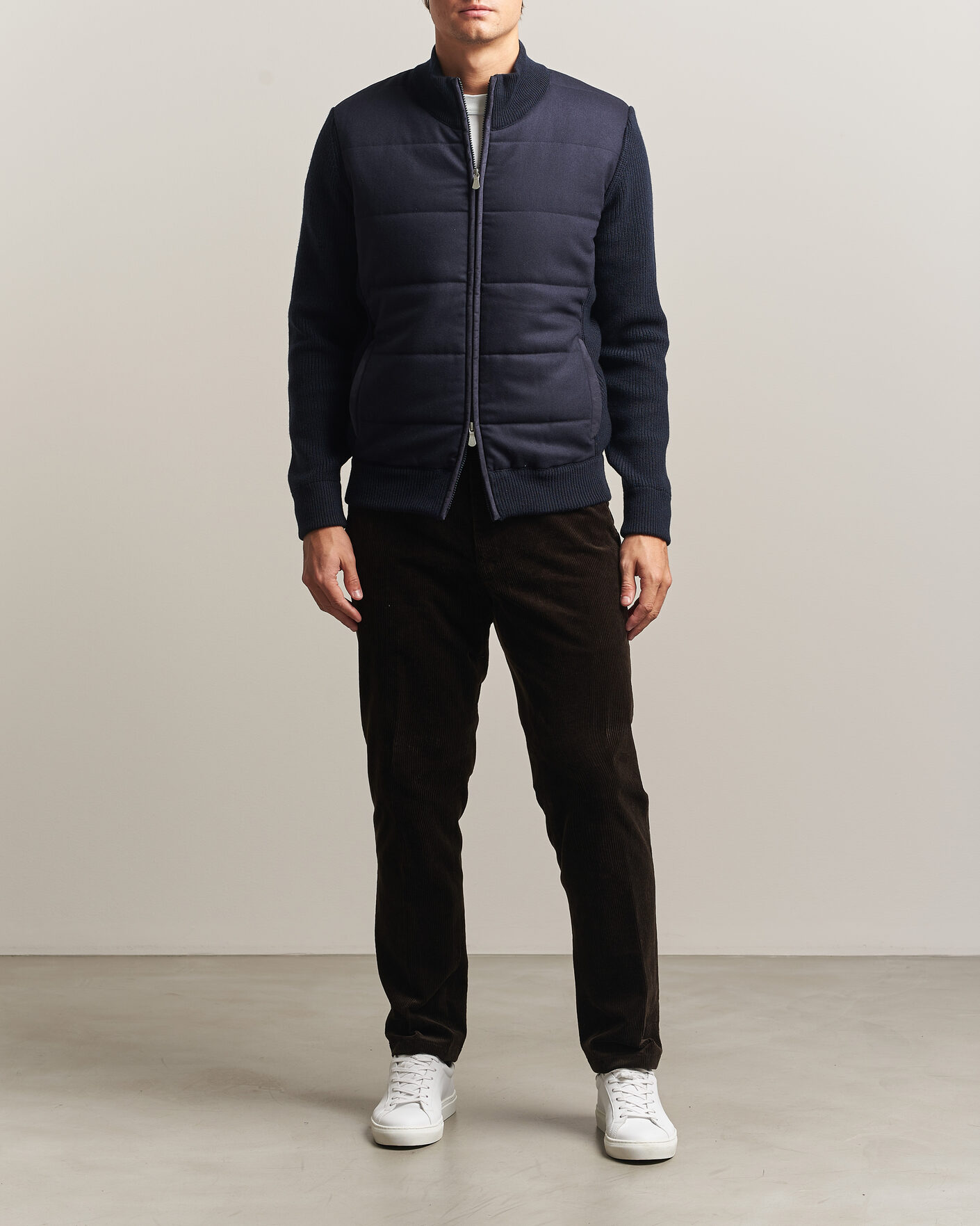 Herre | Jakker | Gran Sasso | Brushed Wool Hybrid Jacket Navy