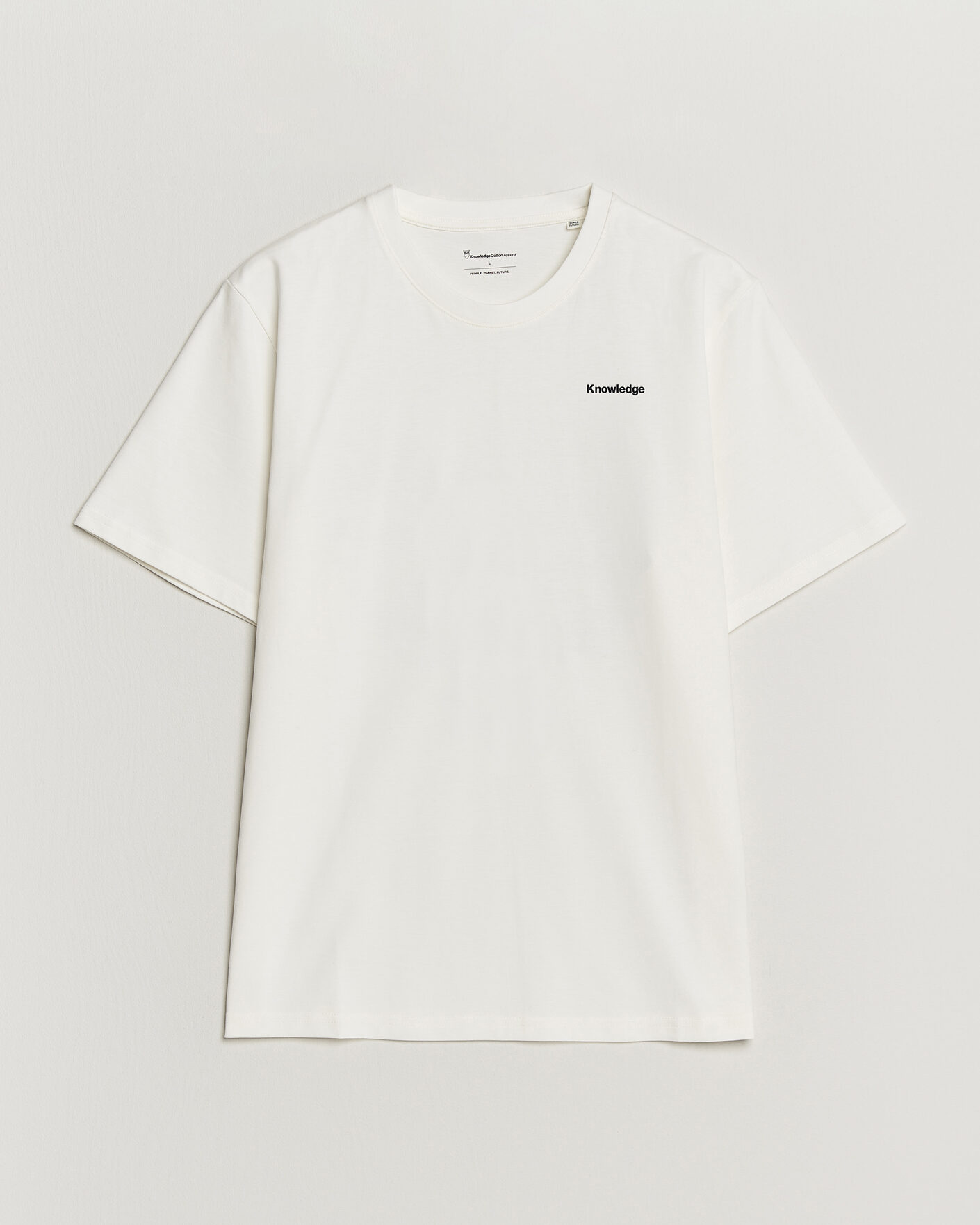 Herre | T-Shirts | KnowledgeCotton Apparel | Back Print T-Shirt Egret