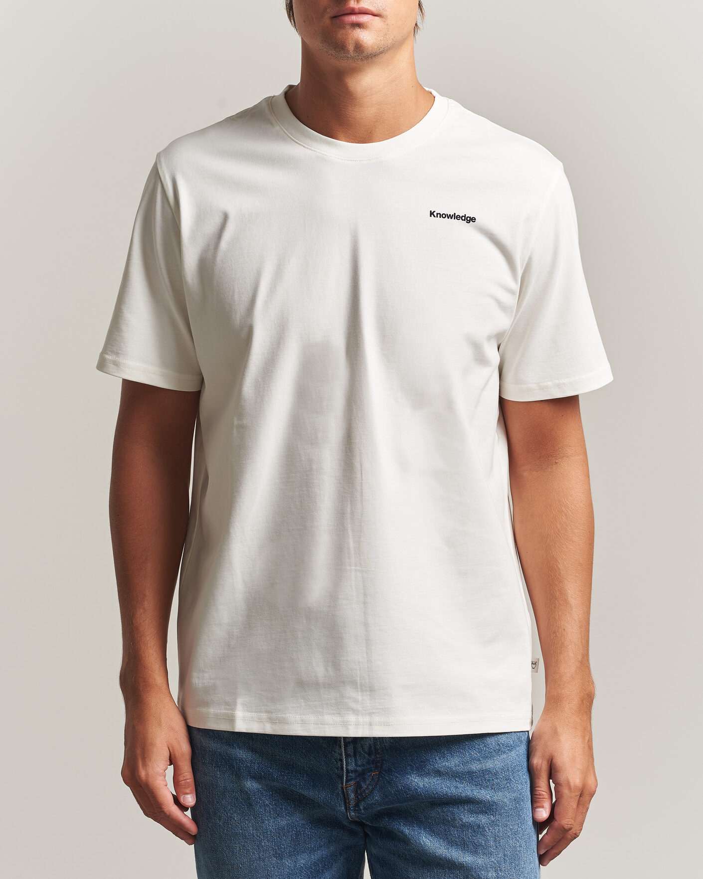 Herre | T-Shirts | KnowledgeCotton Apparel | Back Print T-Shirt Egret