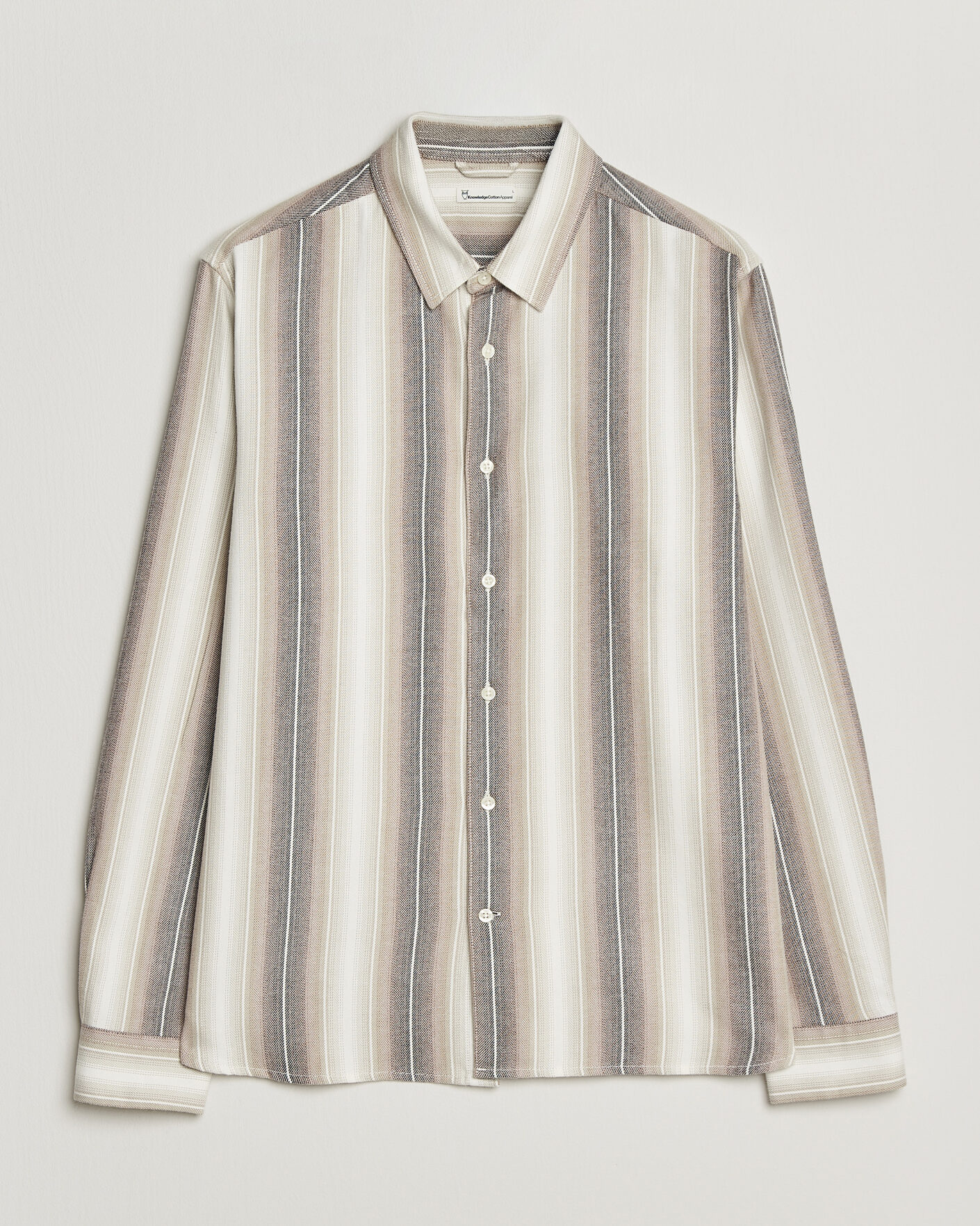 Herre | Skjorter | KnowledgeCotton Apparel | Dune Regular Stripe Shirt Creme