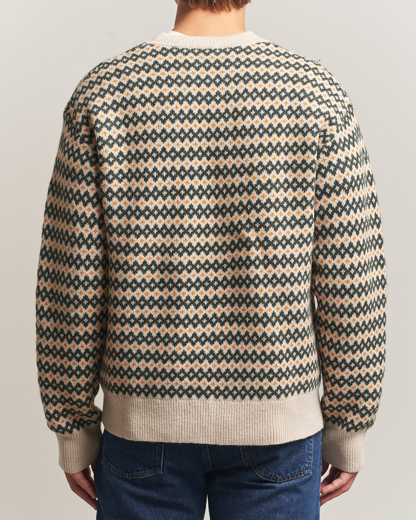 Herre | Trøjer | KnowledgeCotton Apparel | Lambswool Jaquard Sweater Green
