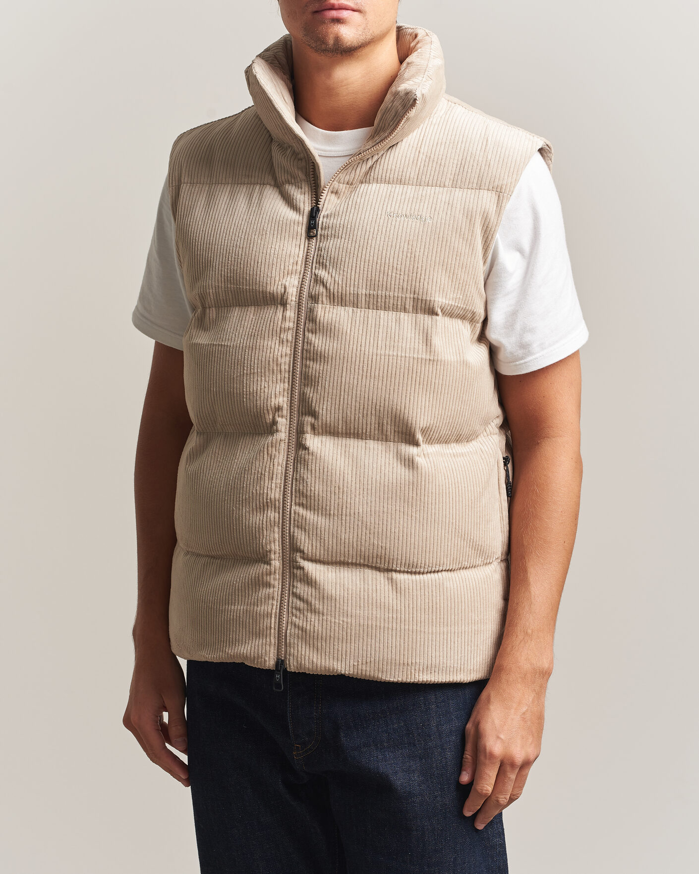 Herre | Veste | KnowledgeCotton Apparel | Corduroy Puffer Vest Light Feather Grey