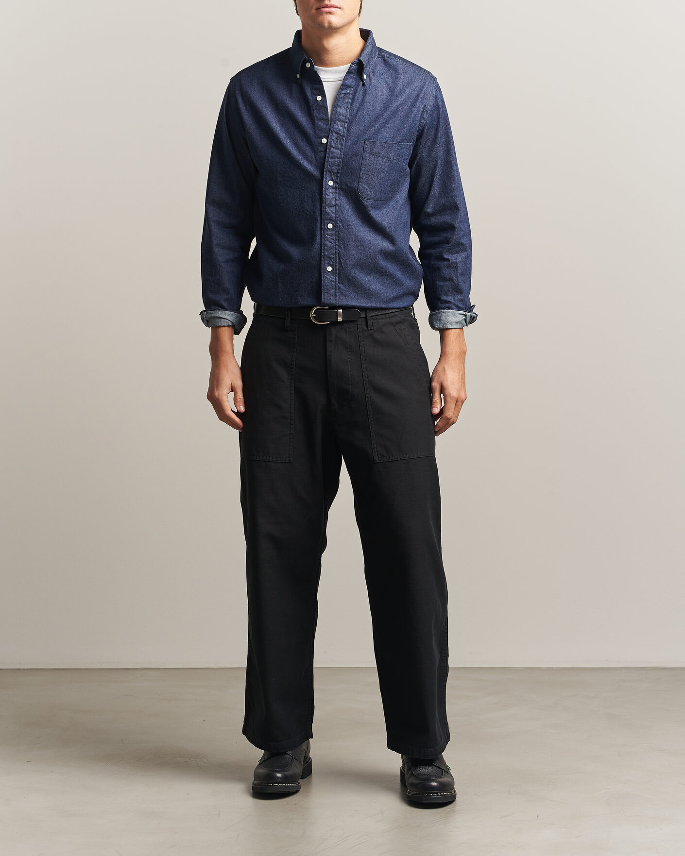 Herre | Skjorter | BEAMS PLUS | Denim Button Down Shirt Indigo