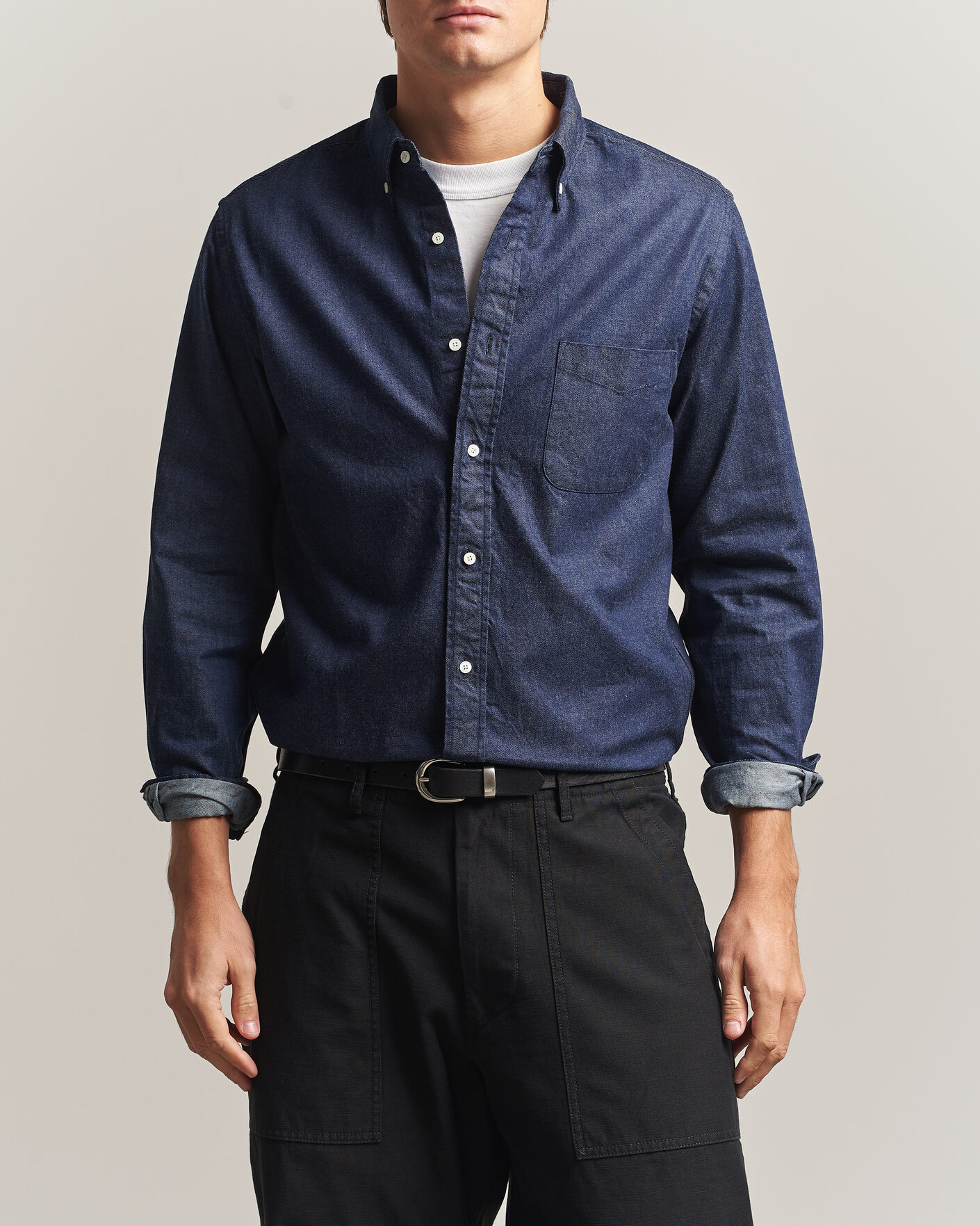 Herre | Skjorter | BEAMS PLUS | Denim Button Down Shirt Indigo