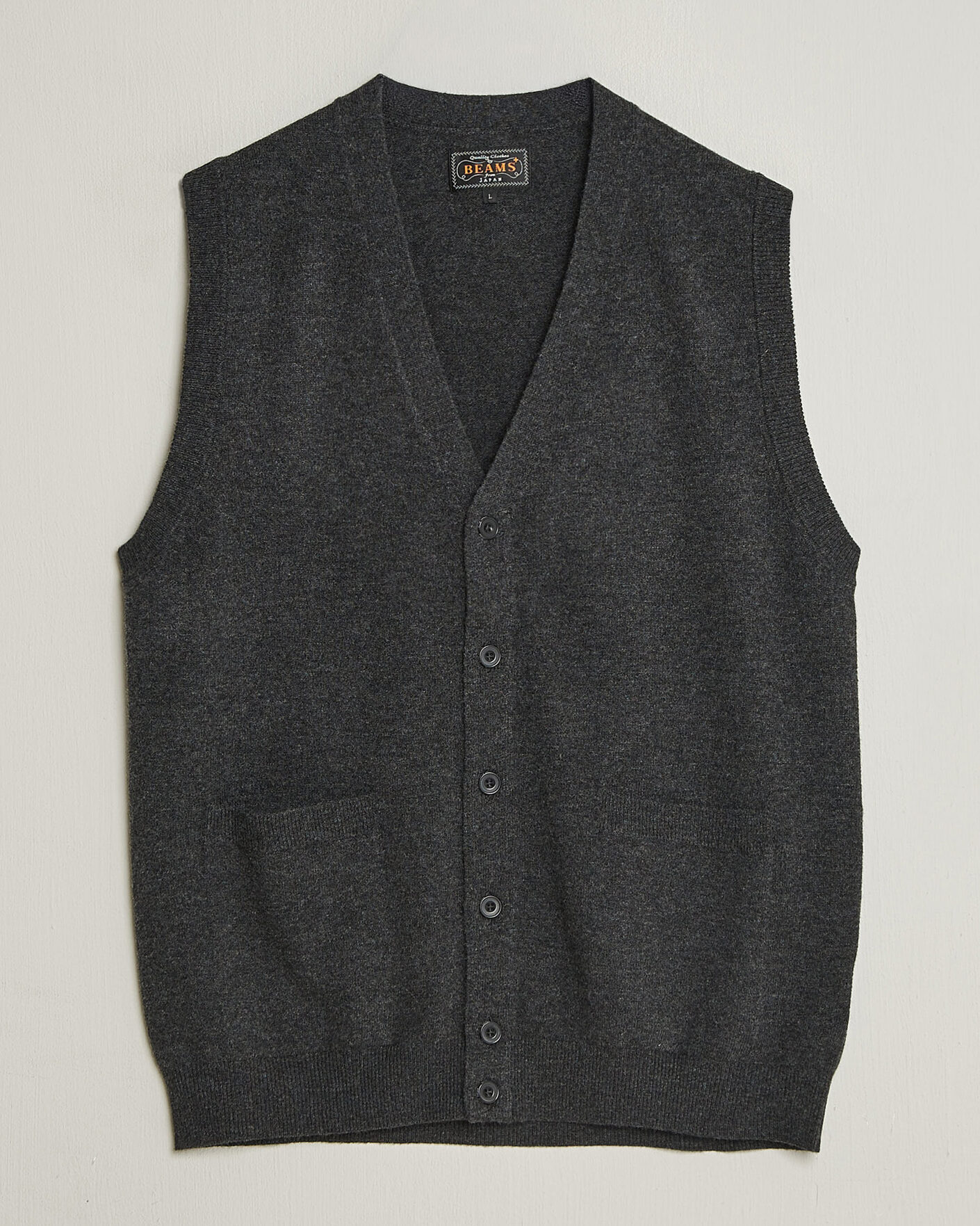 Herre | Trøjer | BEAMS PLUS | Button Knit Vest Charcoal