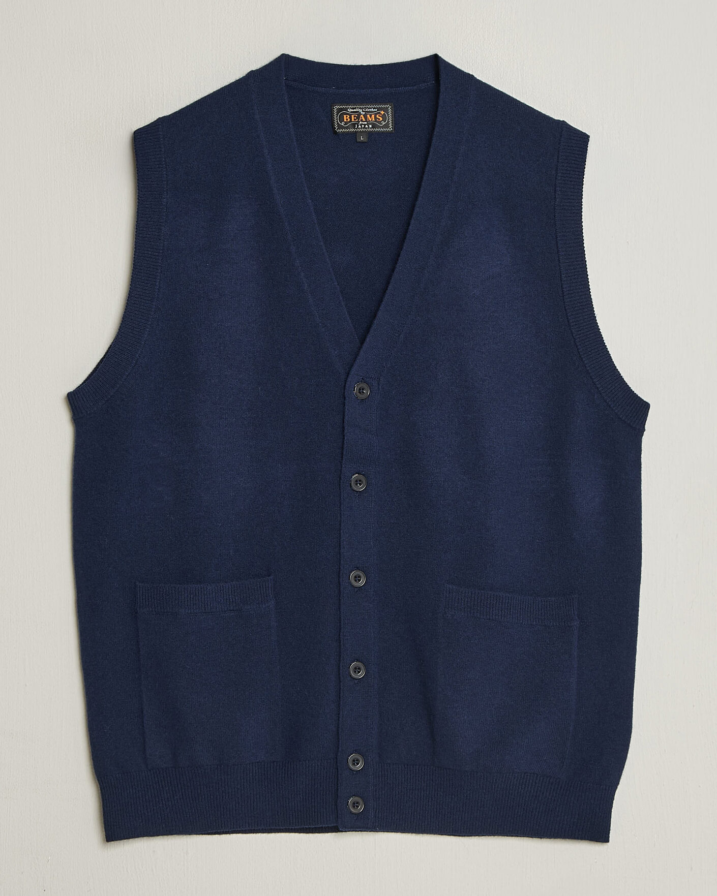 Herre | Trøjer | BEAMS PLUS | Button Knit Vest Navy