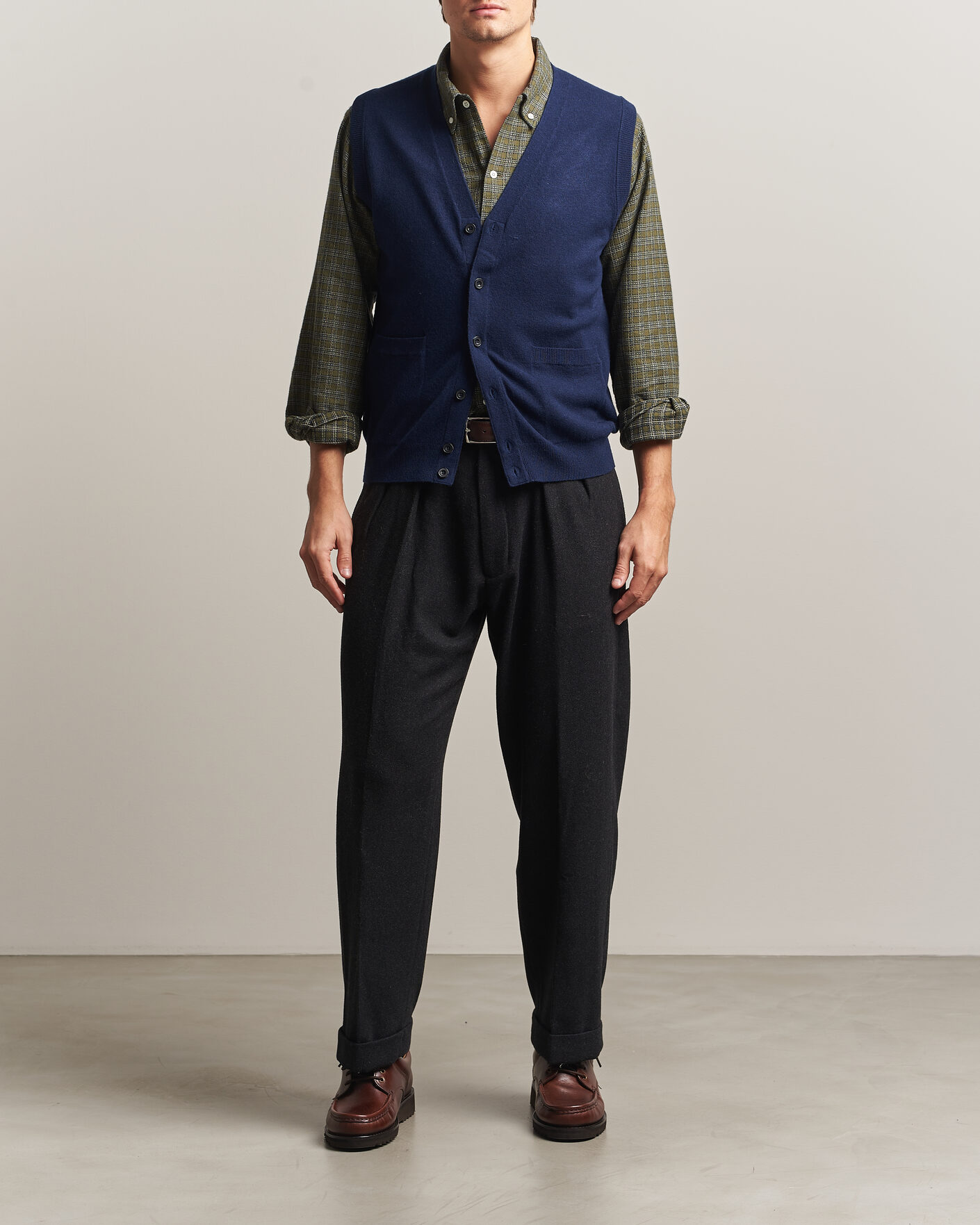 Herre | Trøjer | BEAMS PLUS | Button Knit Vest Navy