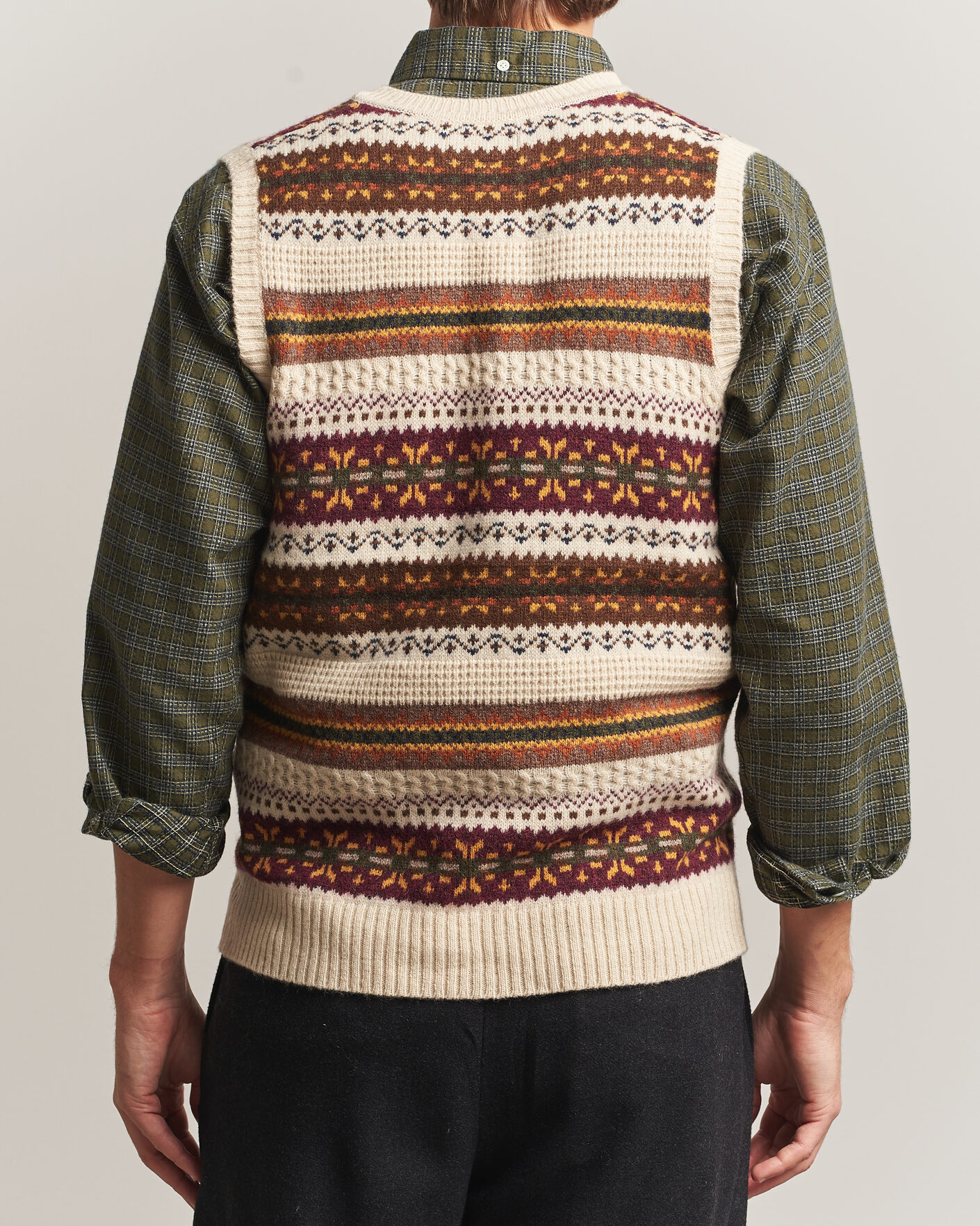 Herre | Trøjer | BEAMS PLUS | Fair Isle Knit Vest Beige