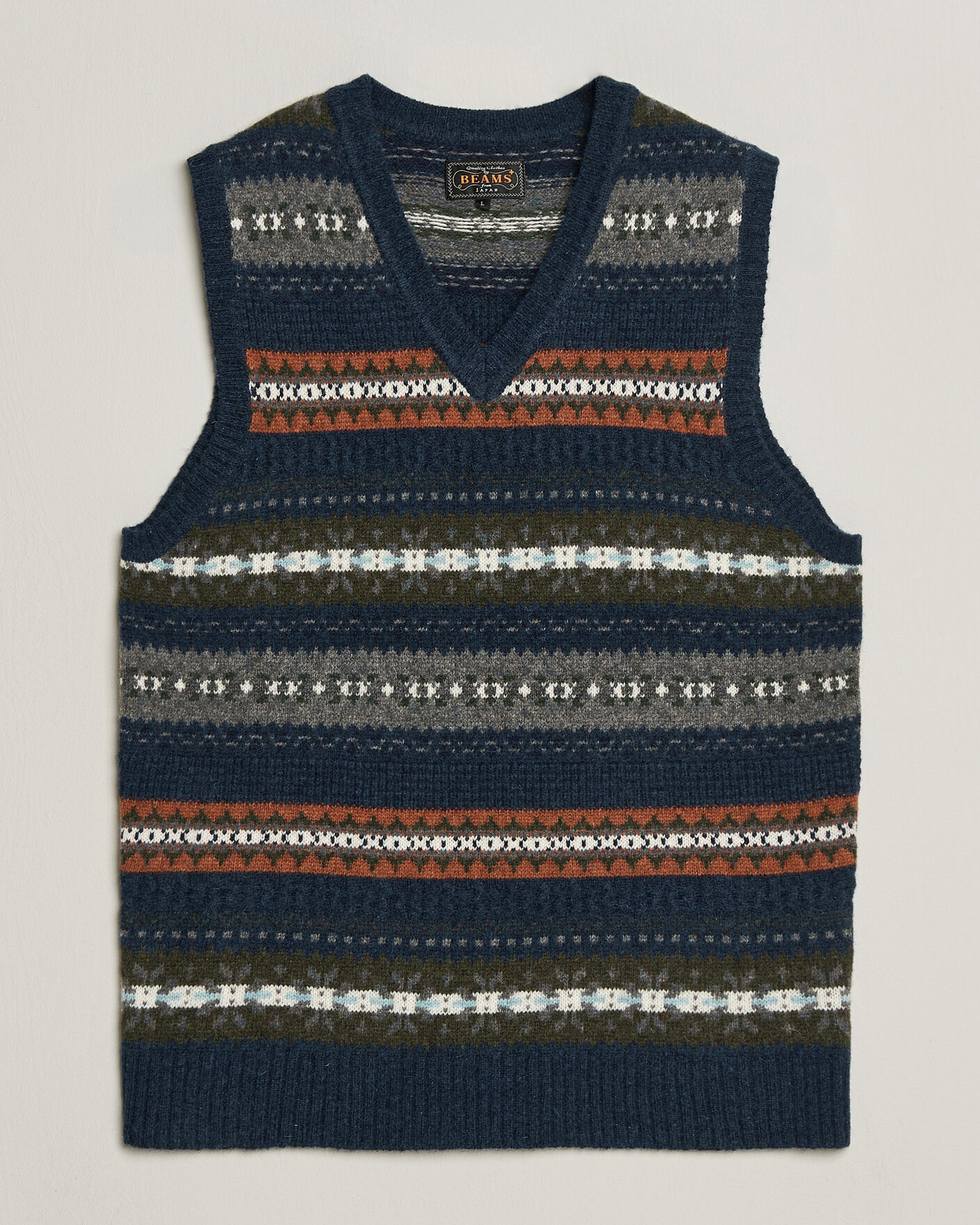 Herre | Trøjer | BEAMS PLUS | Fair Isle Knit Vest Navy