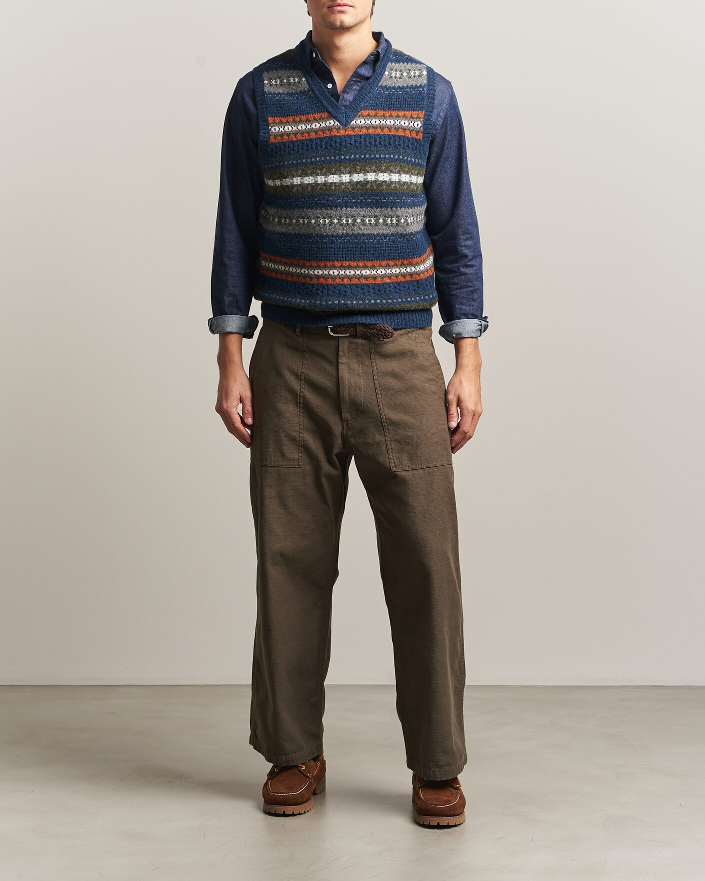 Herre | Trøjer | BEAMS PLUS | Fair Isle Knit Vest Navy