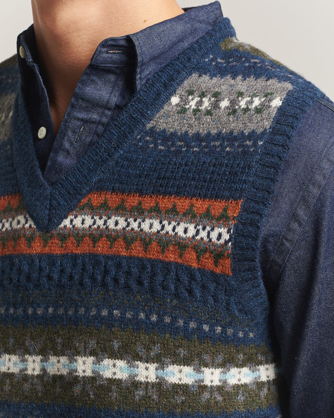 Herre | Trøjer | BEAMS PLUS | Fair Isle Knit Vest Navy