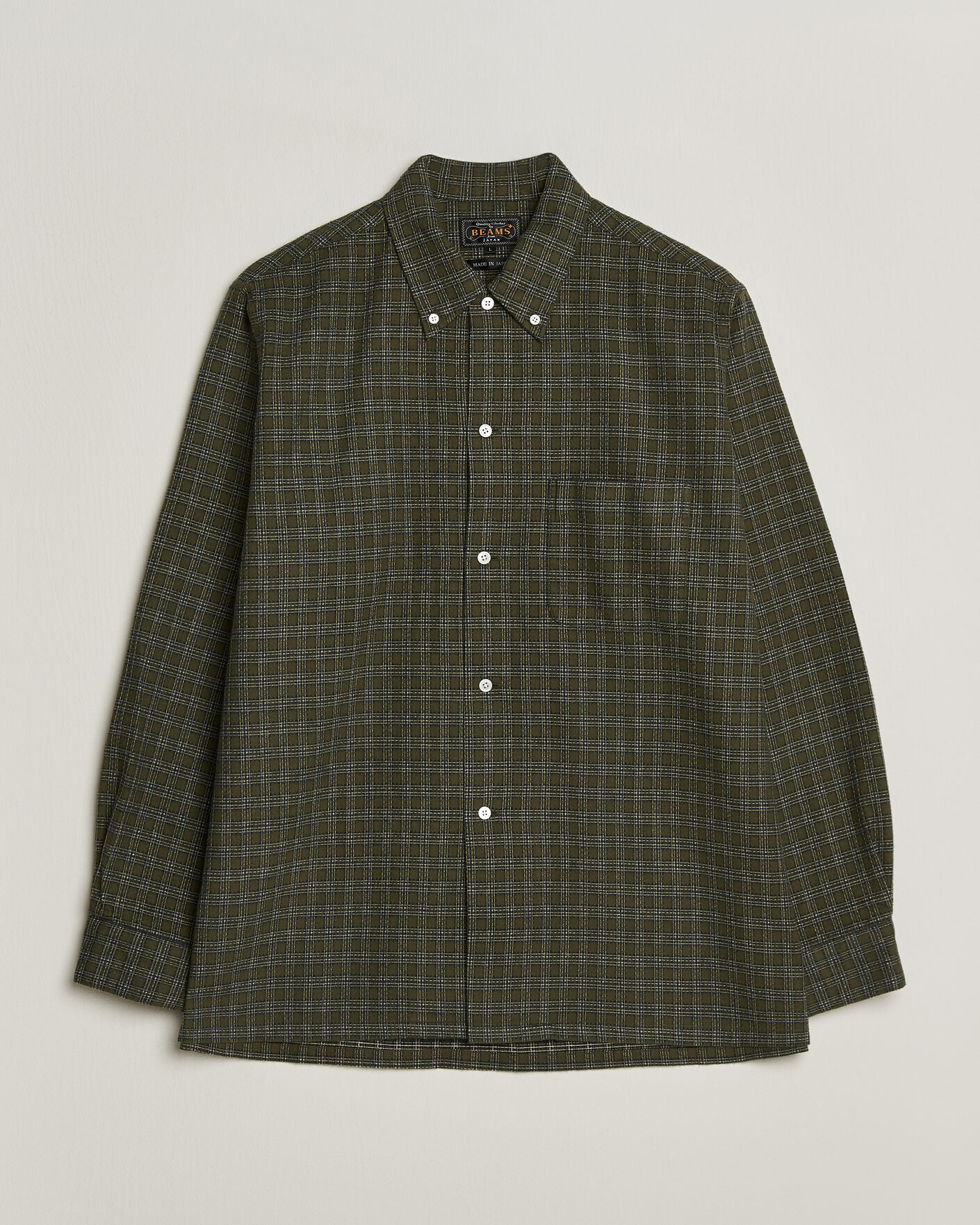 Herre | Skjorter | BEAMS PLUS | Dobby Plaid Button Down Shirt Dark Green