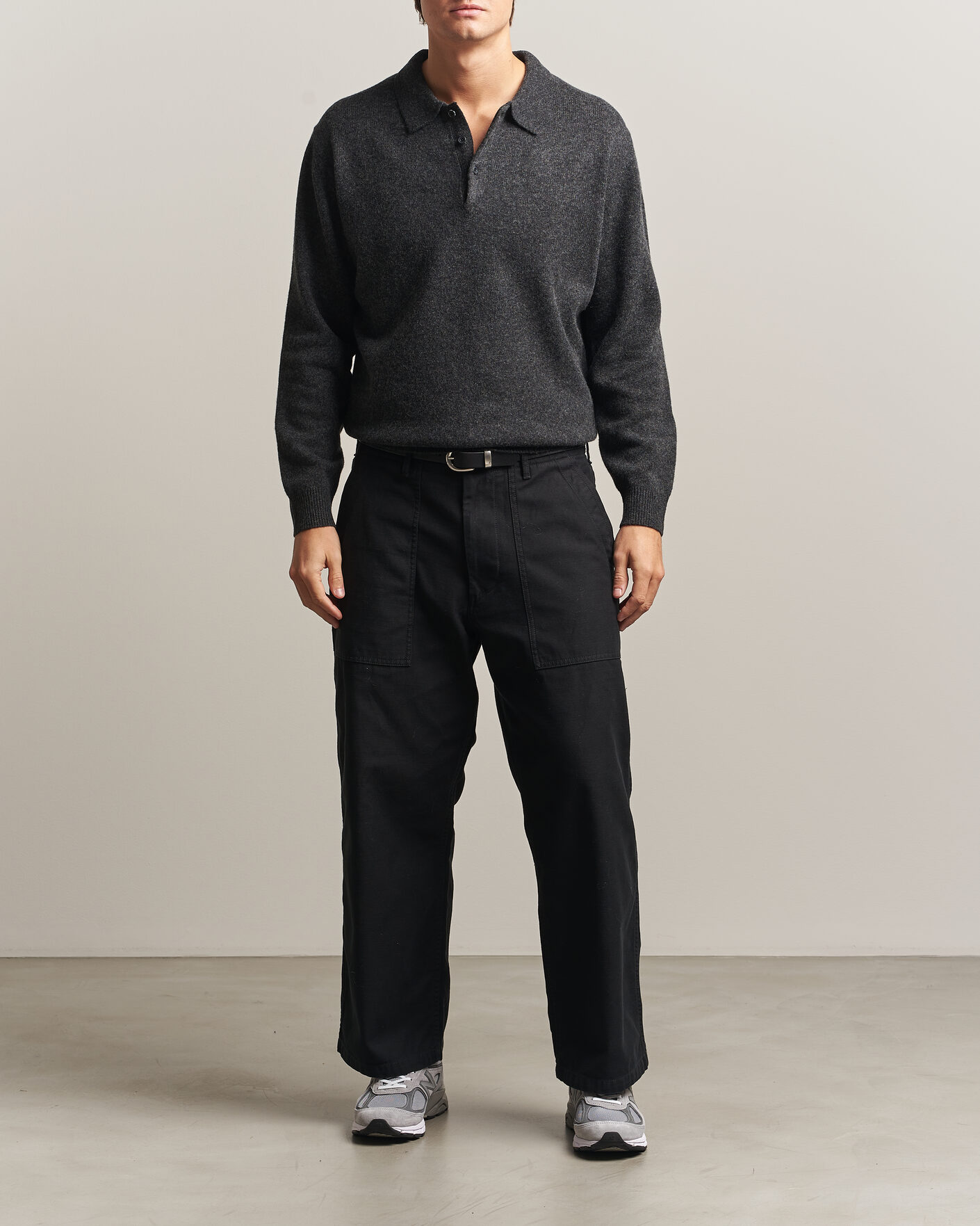 Herre | Trøjer | BEAMS PLUS | Knitted Wool Polo Charcoal