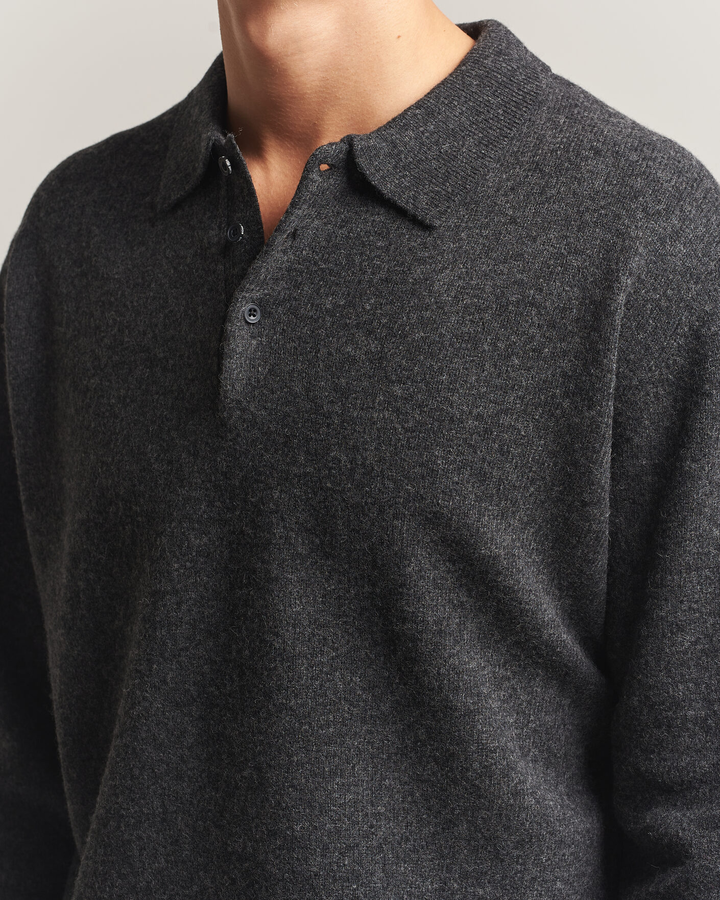 Herre | Trøjer | BEAMS PLUS | Knitted Wool Polo Charcoal