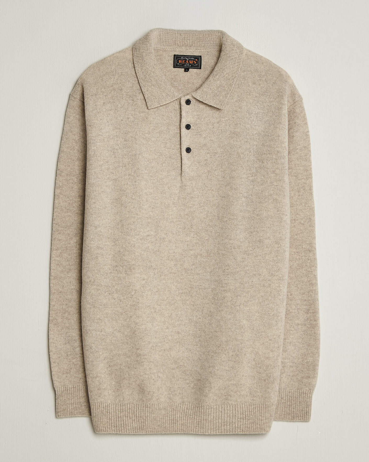 Herre | Trøjer | BEAMS PLUS | Knitted Wool Polo Beige
