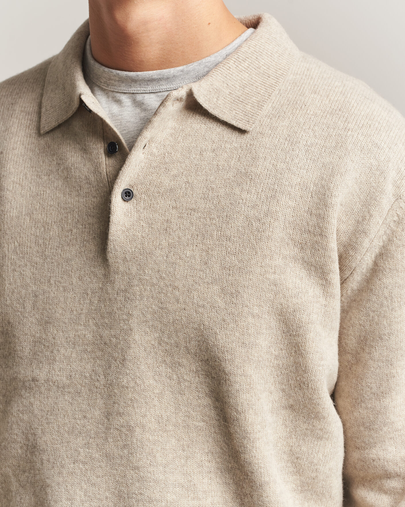 Herre | Trøjer | BEAMS PLUS | Knitted Wool Polo Beige