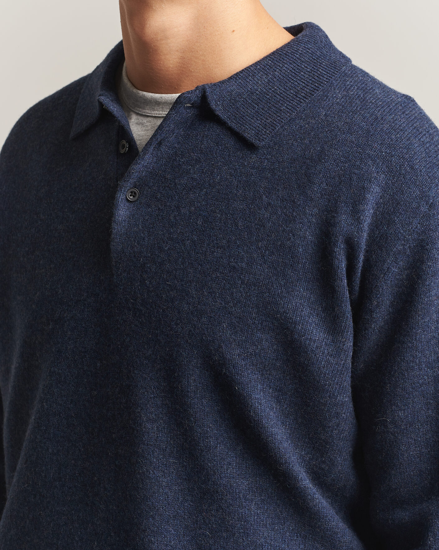 Herre | Trøjer | BEAMS PLUS | Knitted Wool Polo Navy