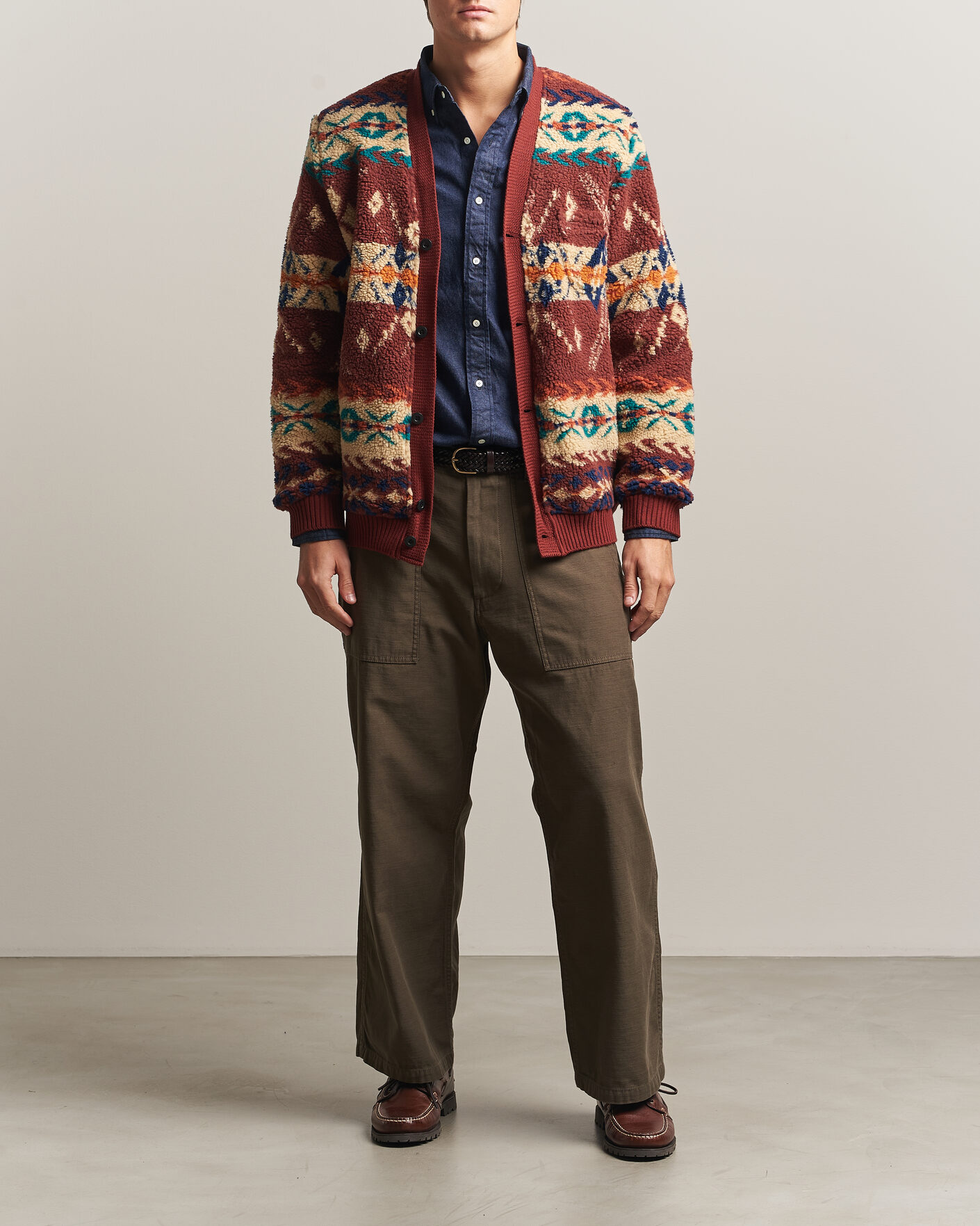 Herre | Trøjer | BEAMS PLUS | Boa Jacquard Cardigan Brown