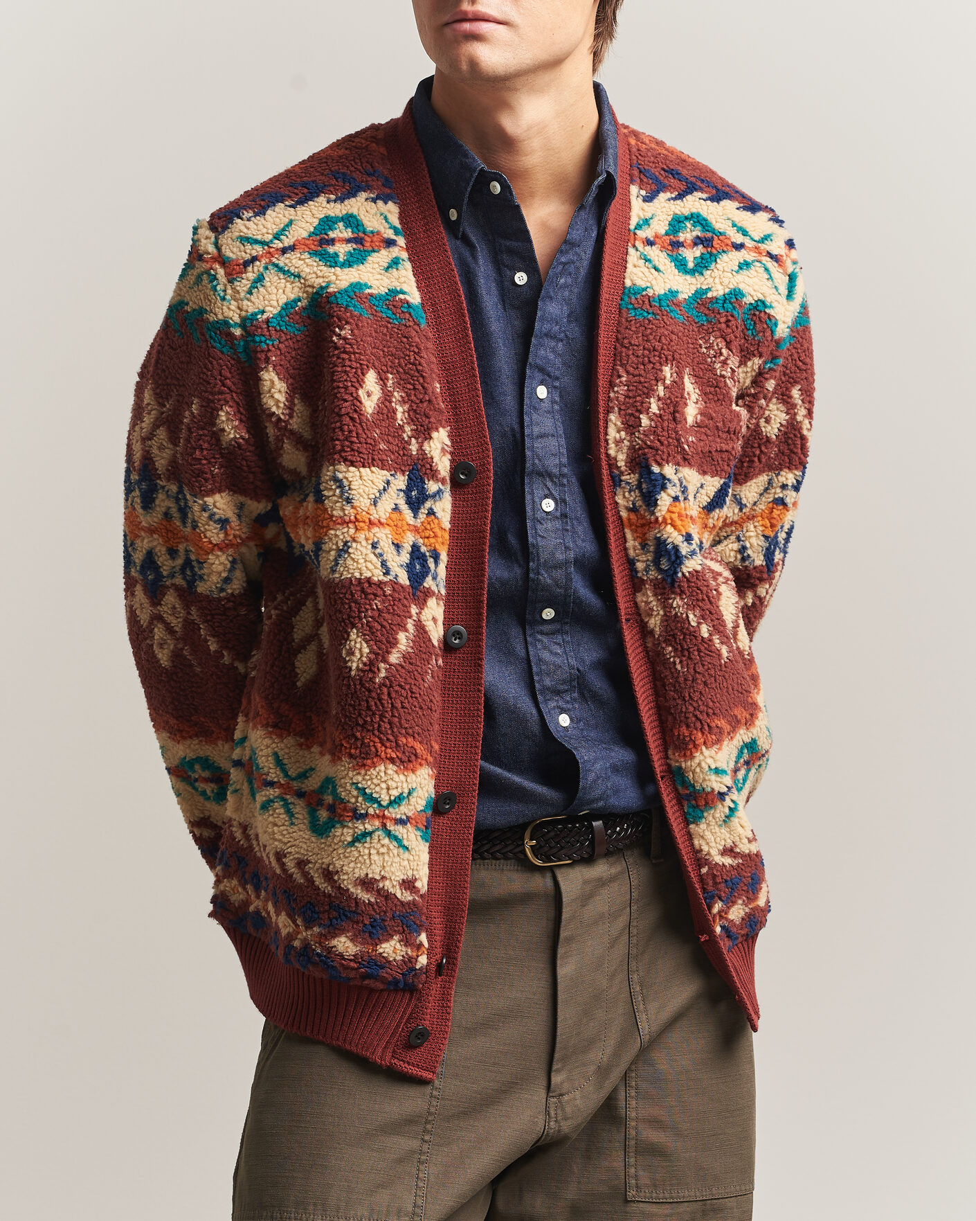 Herre | Trøjer | BEAMS PLUS | Boa Jacquard Cardigan Brown