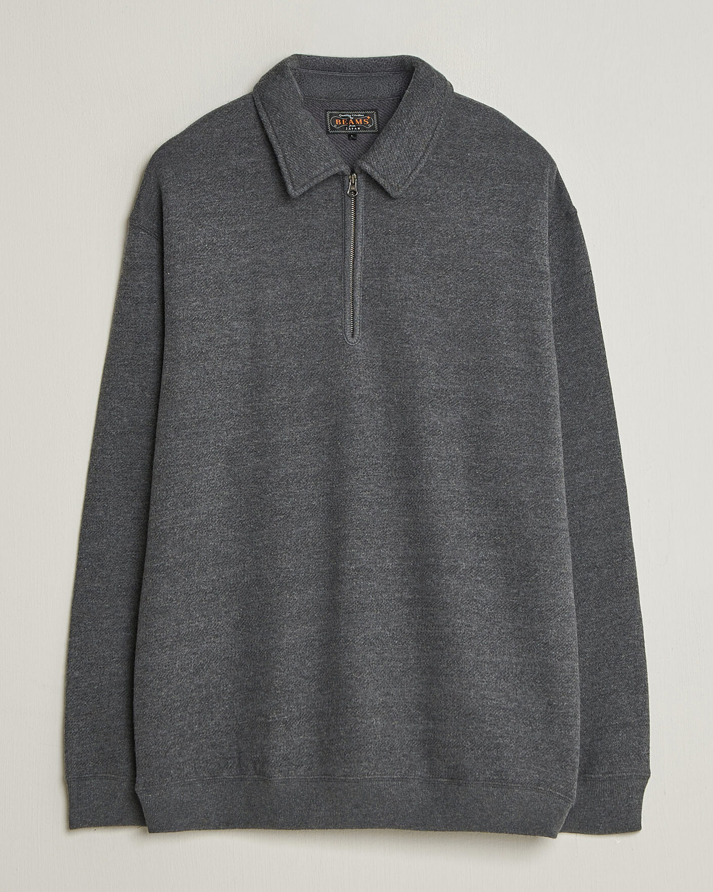 Herre | Trøjer | BEAMS PLUS | Wool/Cotton Half Zip Charcoal