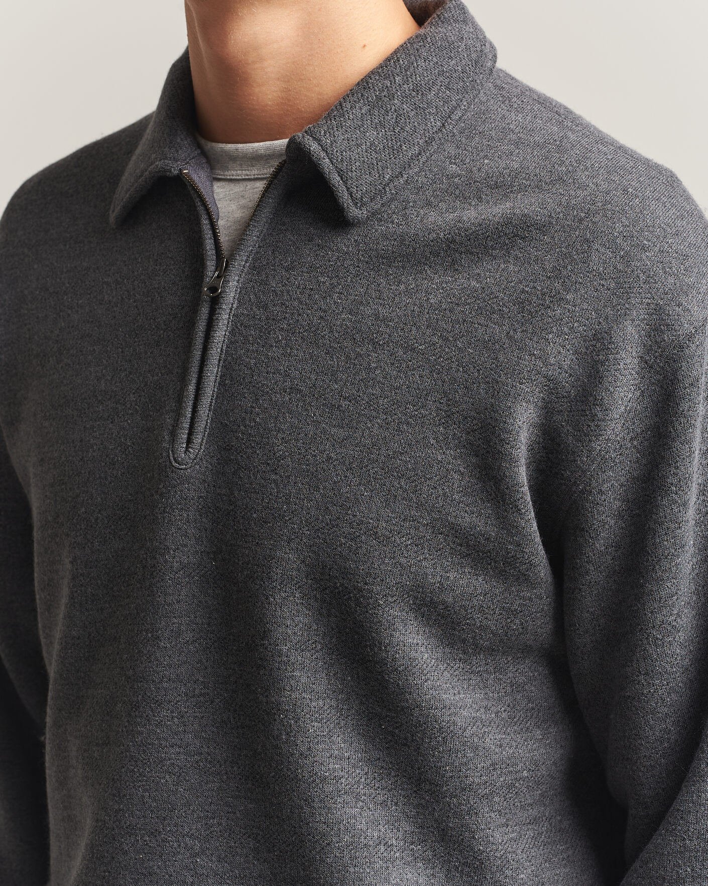 Herre | Trøjer | BEAMS PLUS | Wool/Cotton Half Zip Charcoal