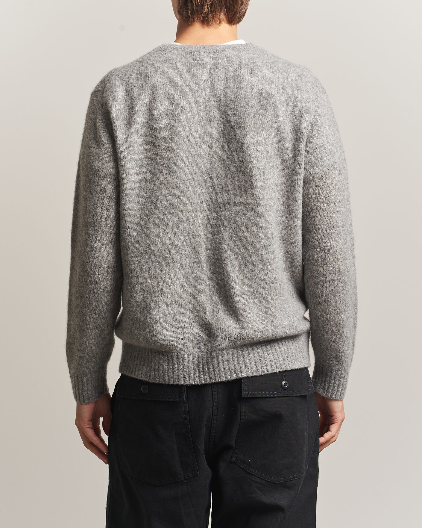 Herre | Trøjer | BEAMS PLUS | Cashmere/Silk Crew Neck Grey Melange