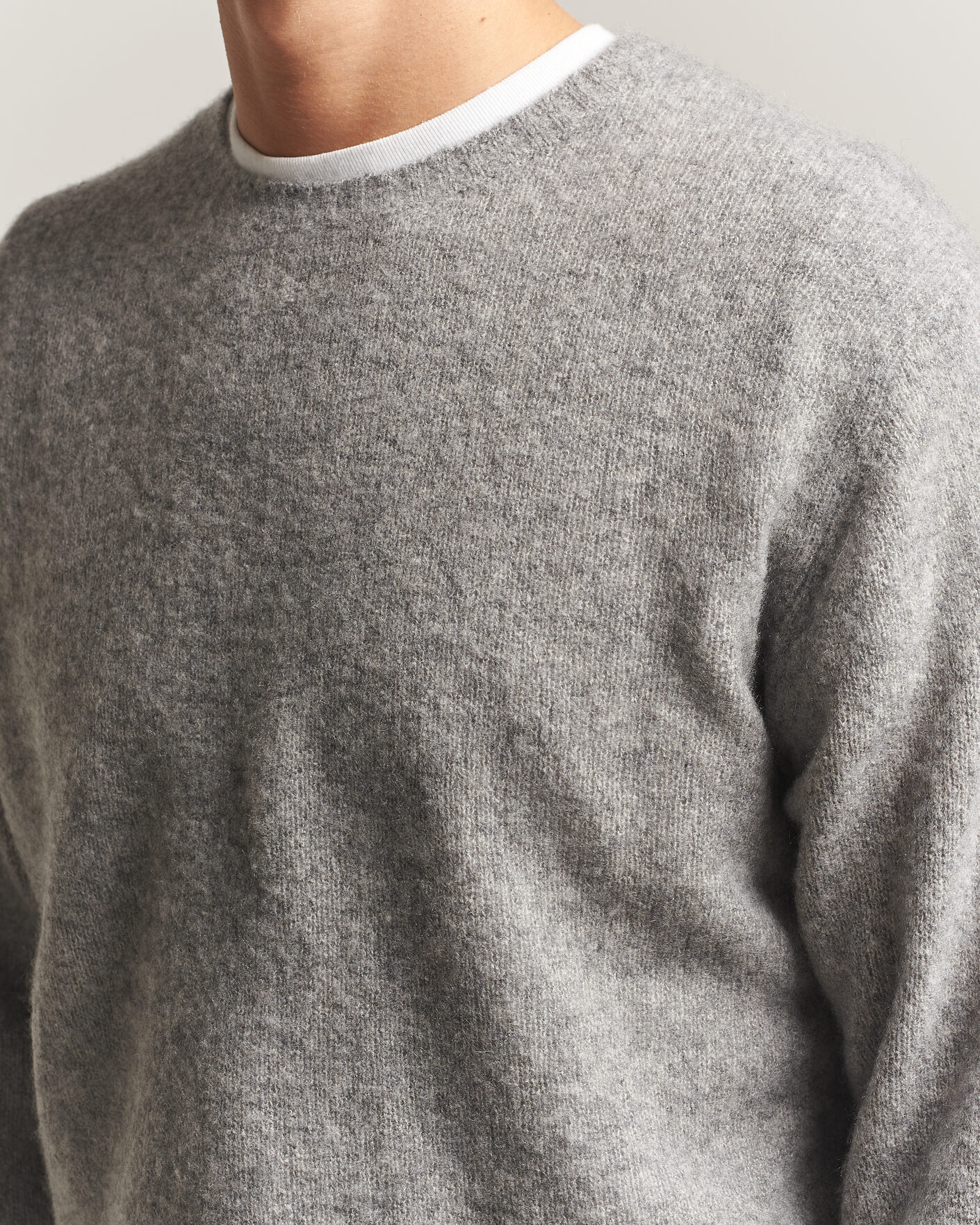 Herre | Trøjer | BEAMS PLUS | Cashmere/Silk Crew Neck Grey Melange