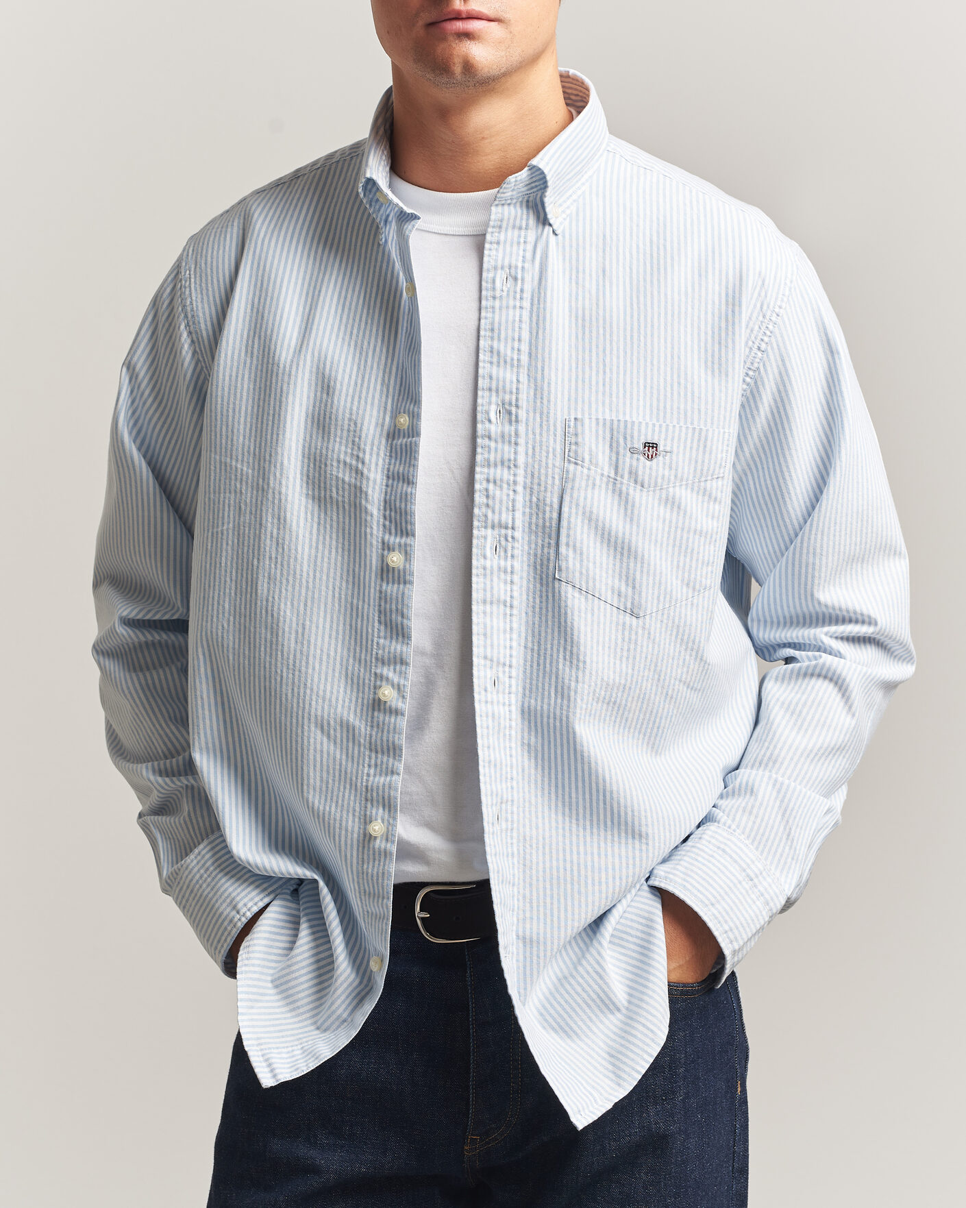 Herre | Skjorter | Gant | Regular Fit Striped Oxford Shirt College Blue