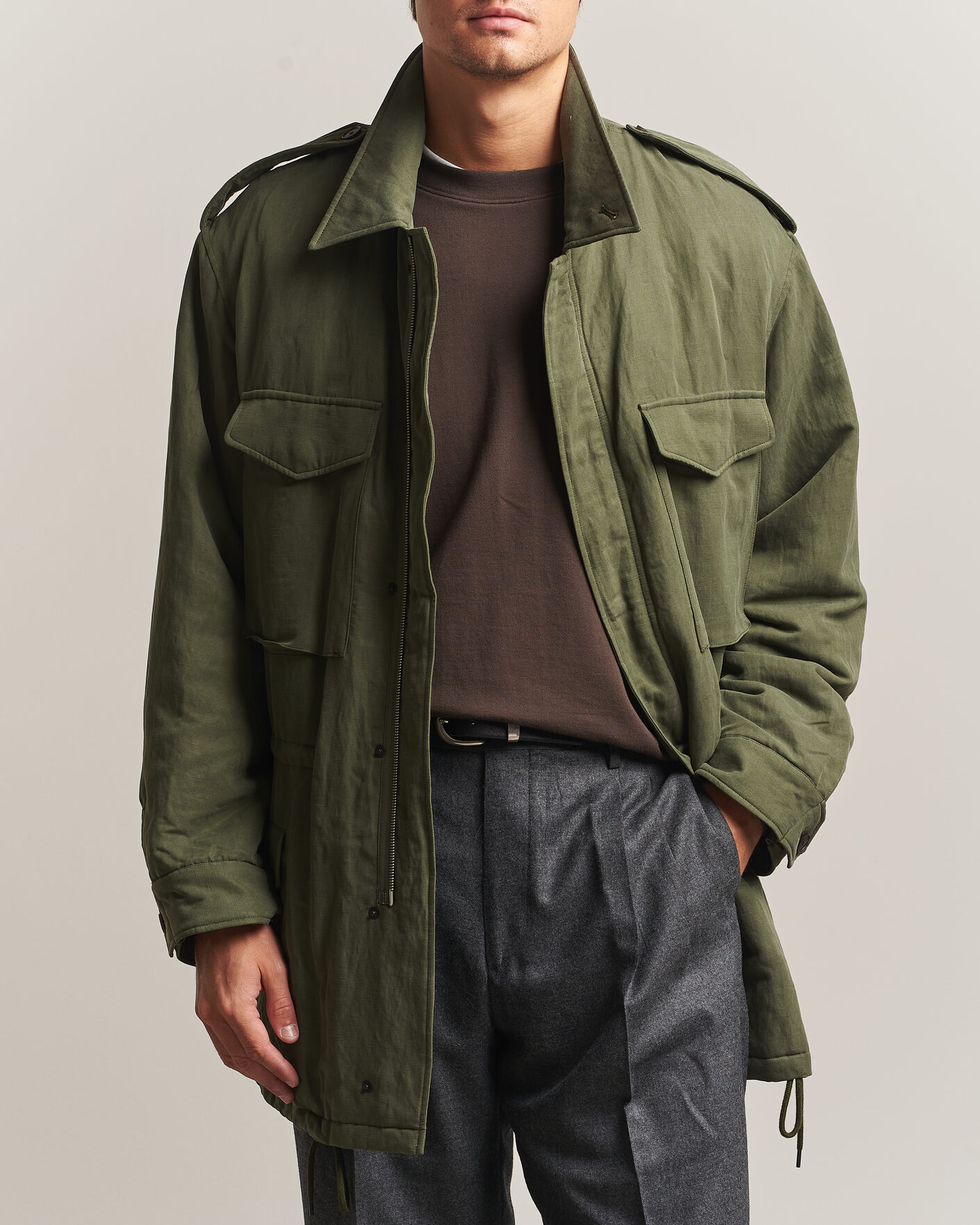 Herre | Jakker | Auralee | Brushed Padded Military Jacket Olive