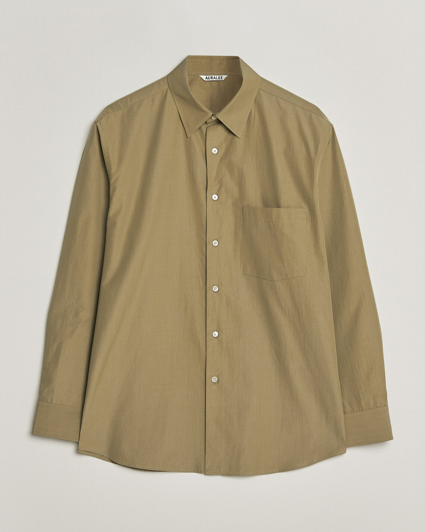 Herre | Skjorter | Auralee | Finx Light Weather Chambray Shirt Olive Brown