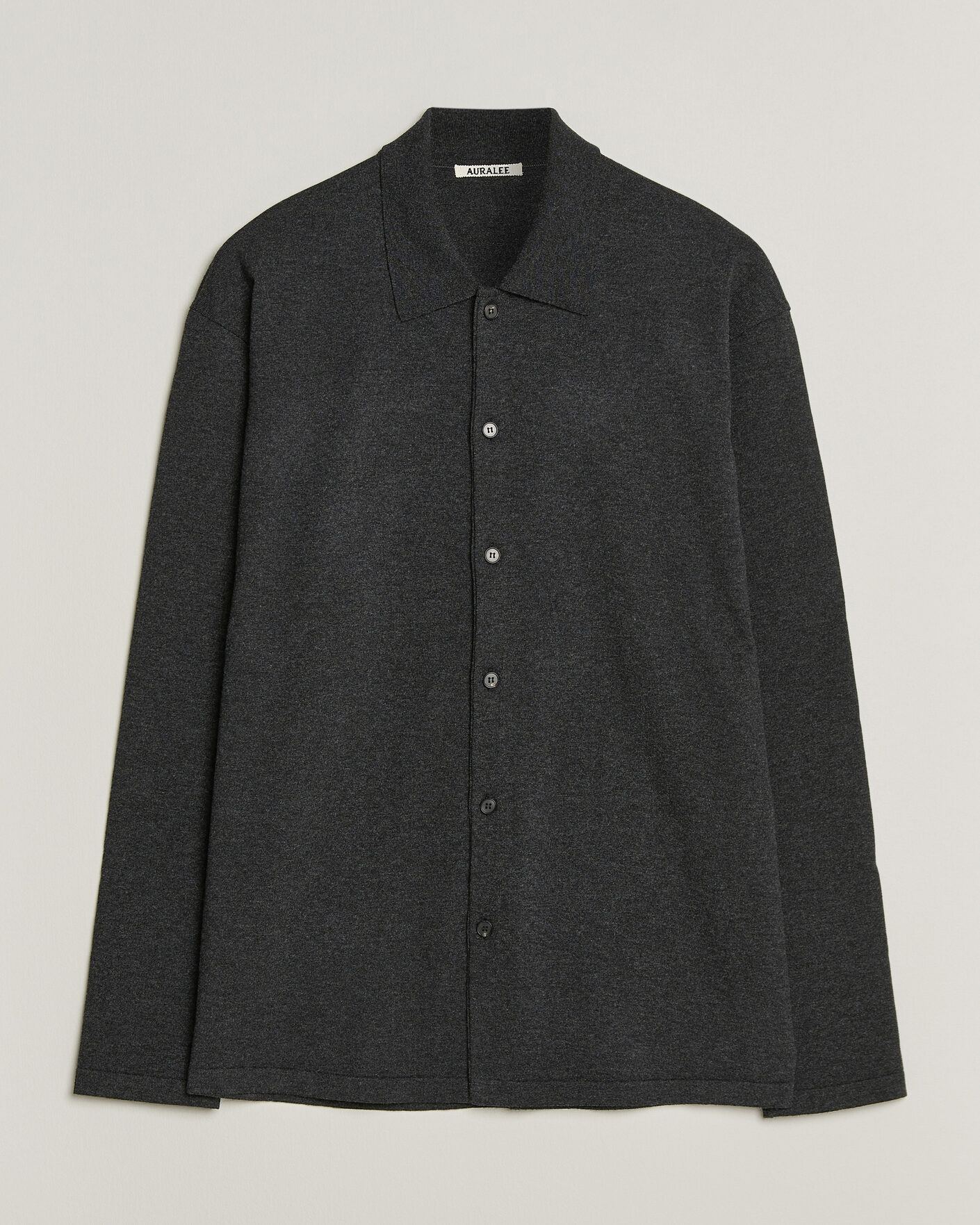 Herre | Trøjer | Auralee | High Twist Wool Knit Shirt Cardigan Charcoal
