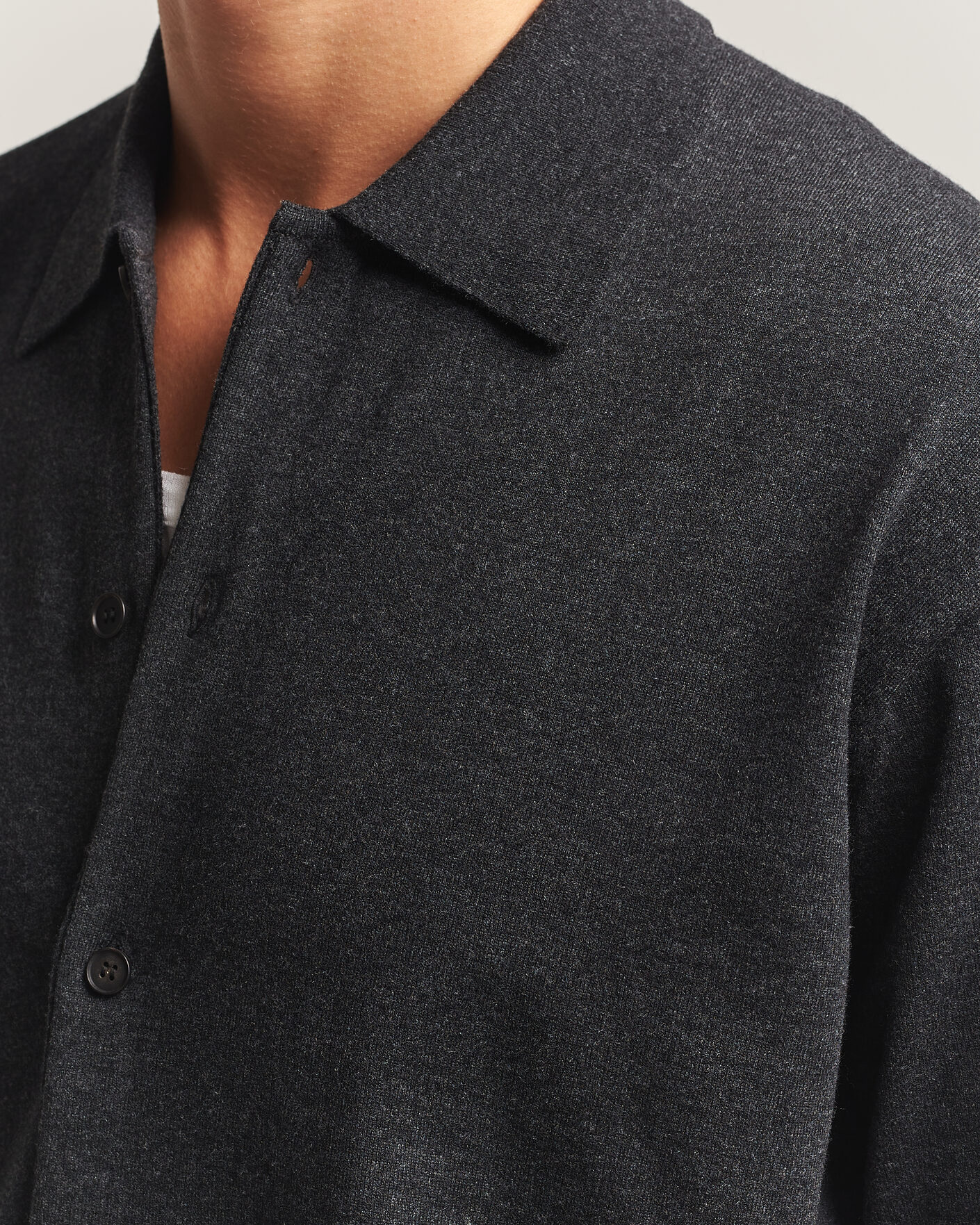 Herre | Trøjer | Auralee | High Twist Wool Knit Shirt Cardigan Charcoal
