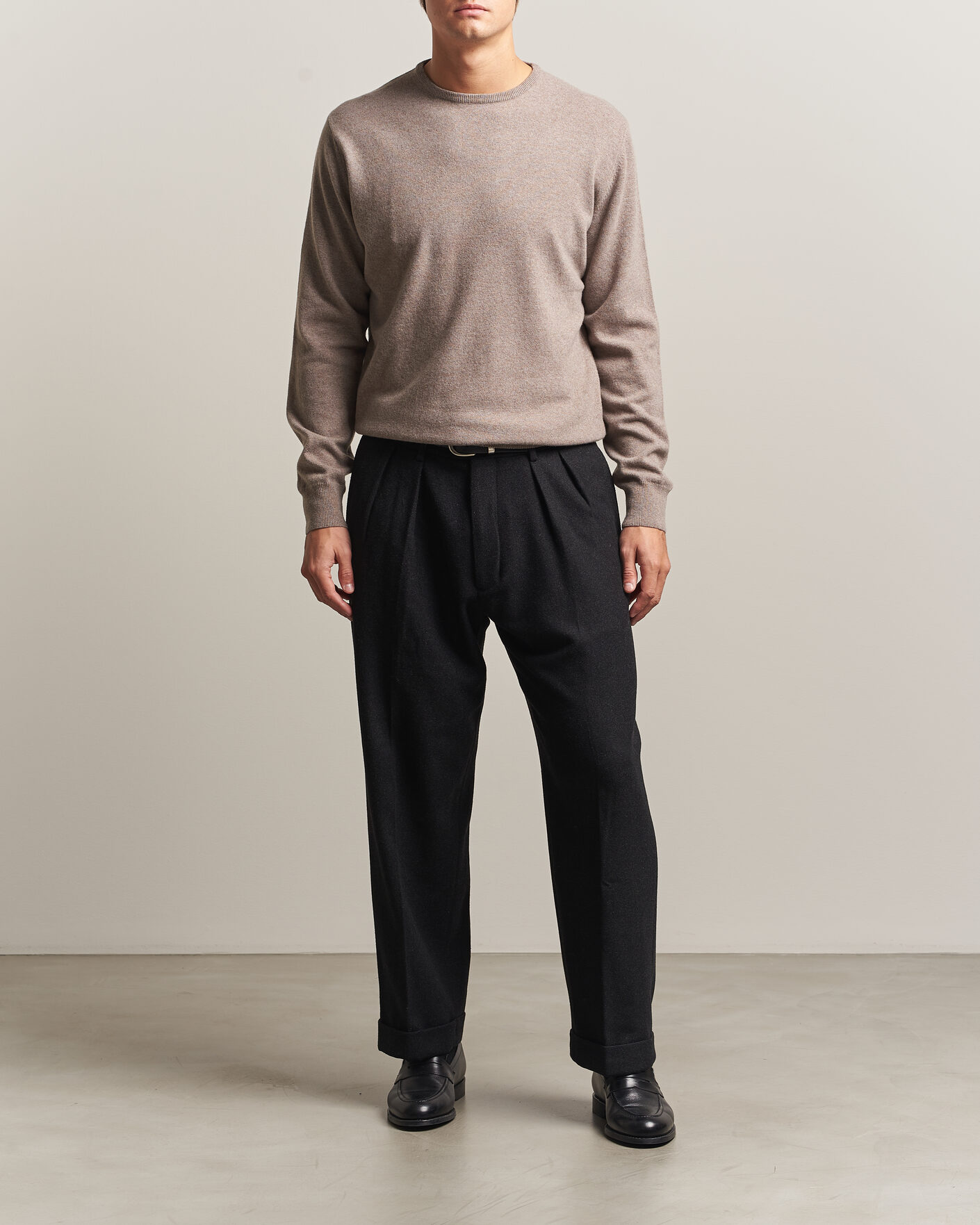 Herre | Trøjer | Morgano | Wool/Cashmere Crewneck Walnut
