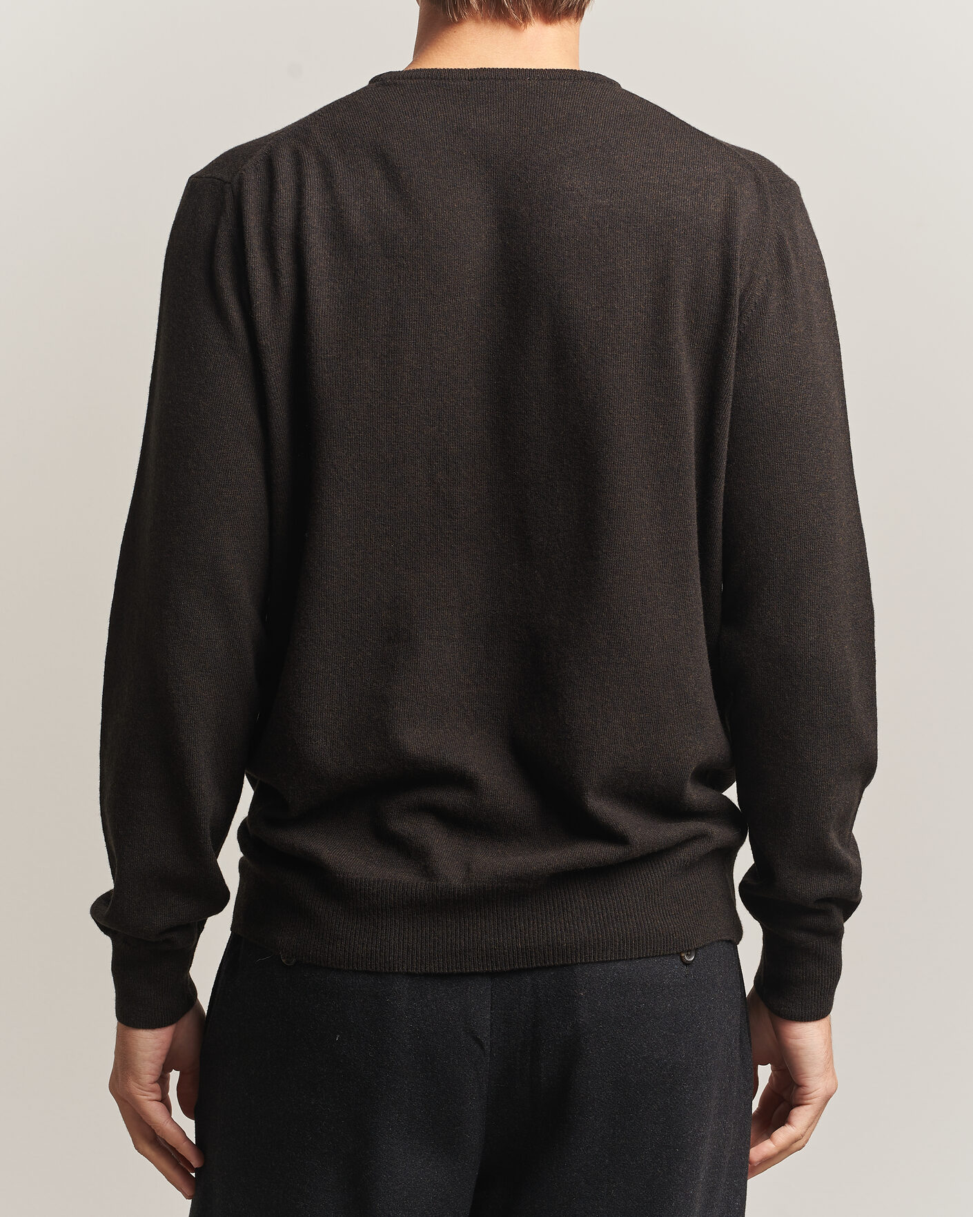 Herre | Trøjer | Morgano | Wool/Cashmere Crewneck Dark Brown