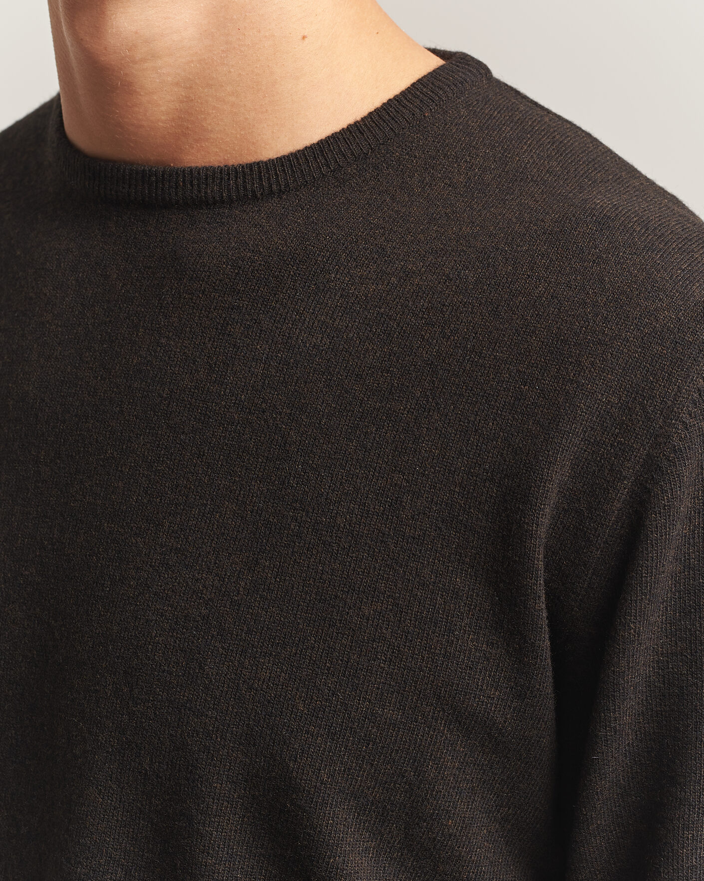 Herre | Trøjer | Morgano | Wool/Cashmere Crewneck Dark Brown