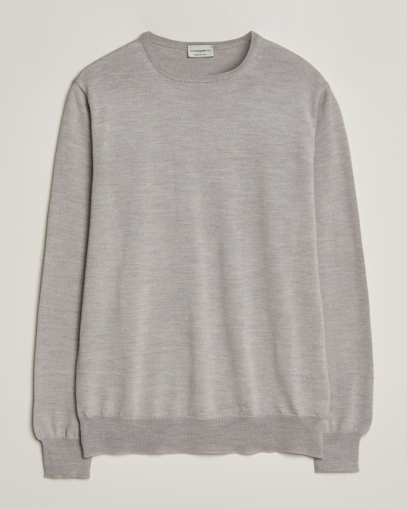 Herre | Trøjer | Morgano | Extra Fine Merino Wool Crewneck Light Grey