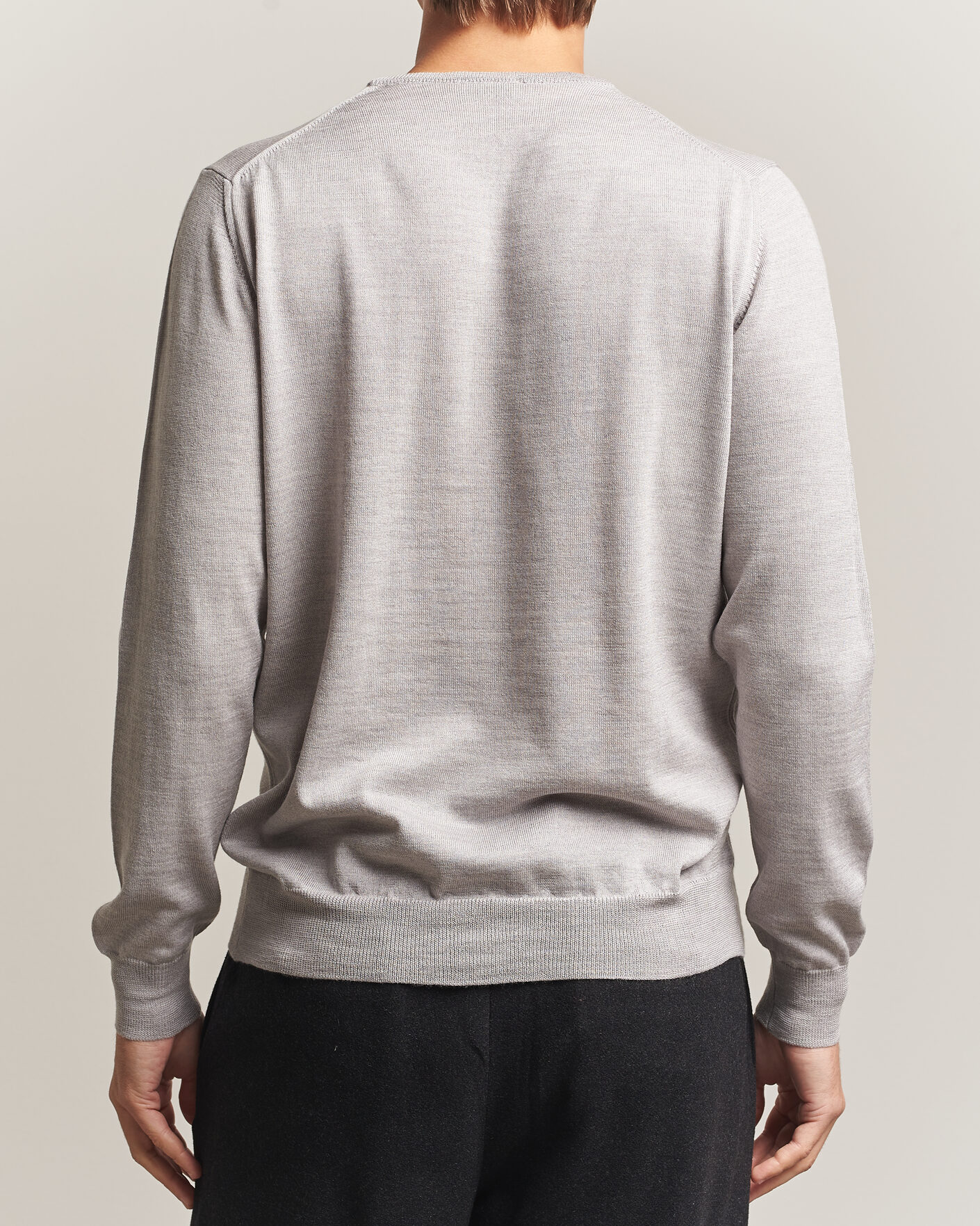 Herre | Trøjer | Morgano | Extra Fine Merino Wool Crewneck Light Grey