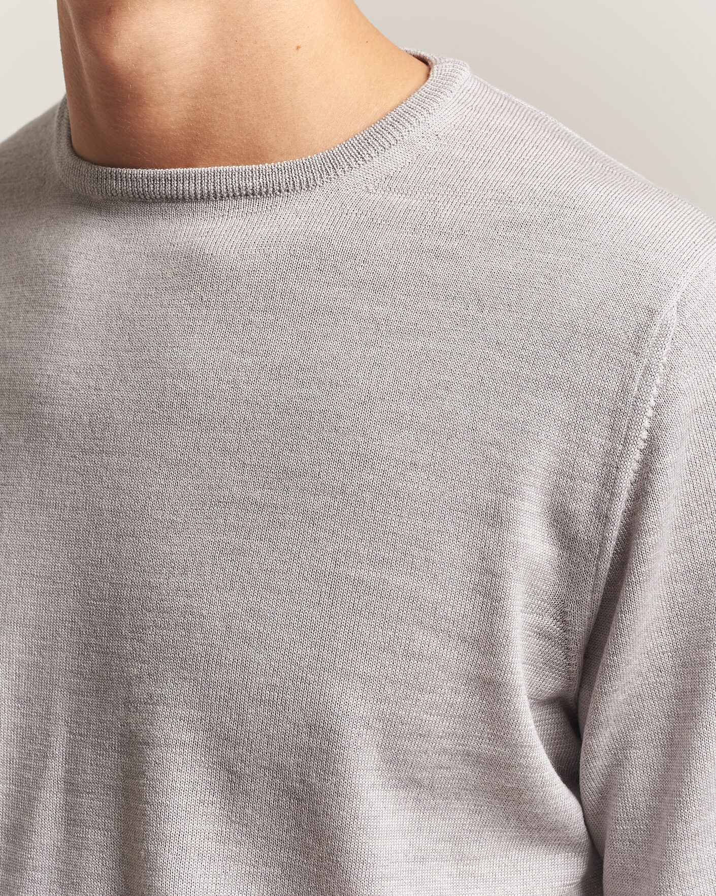 Herre | Trøjer | Morgano | Extra Fine Merino Wool Crewneck Light Grey
