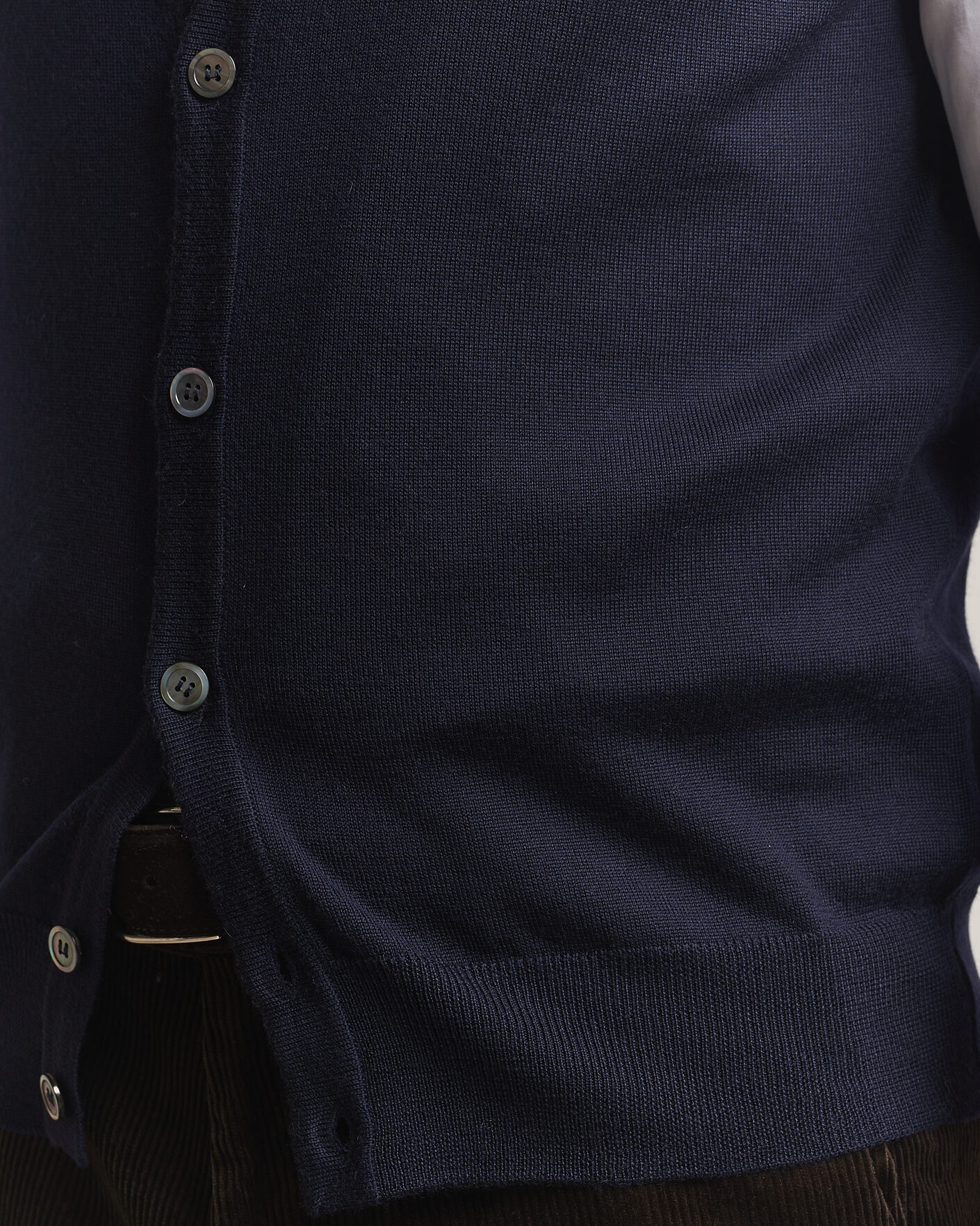 Herre | Trøjer | Morgano | Extra Fine Merino Wool Sleevles Cardigan Vest Navy