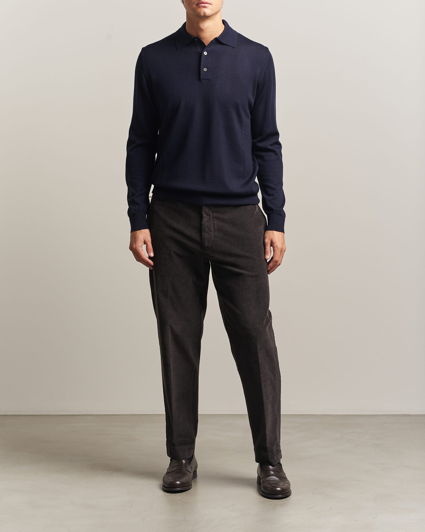 Herre | Trøjer | Morgano | Extra Fine Merino Wool Polo Navy