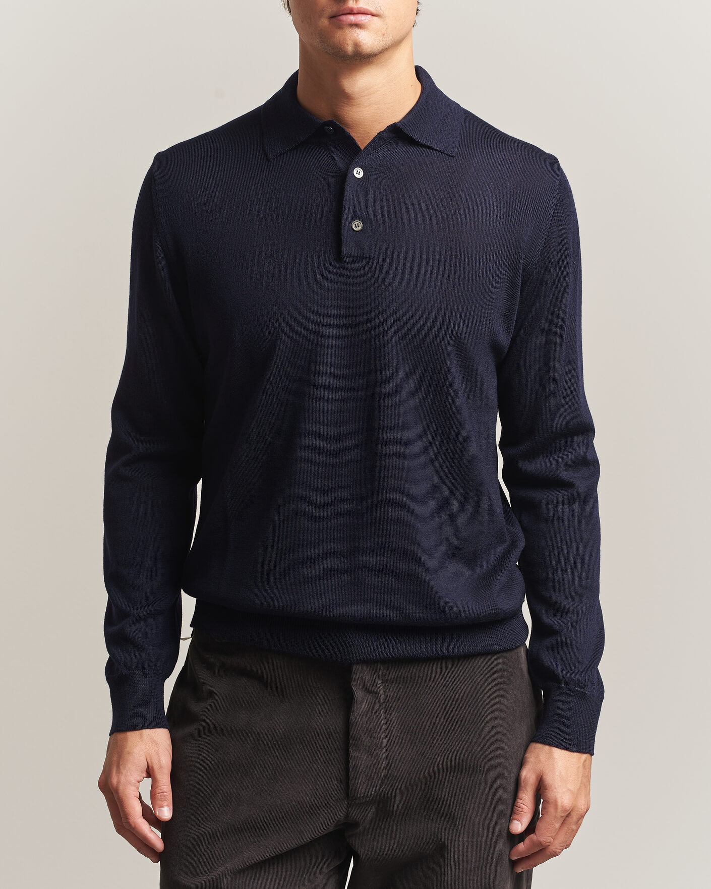Herre | Trøjer | Morgano | Extra Fine Merino Wool Polo Navy
