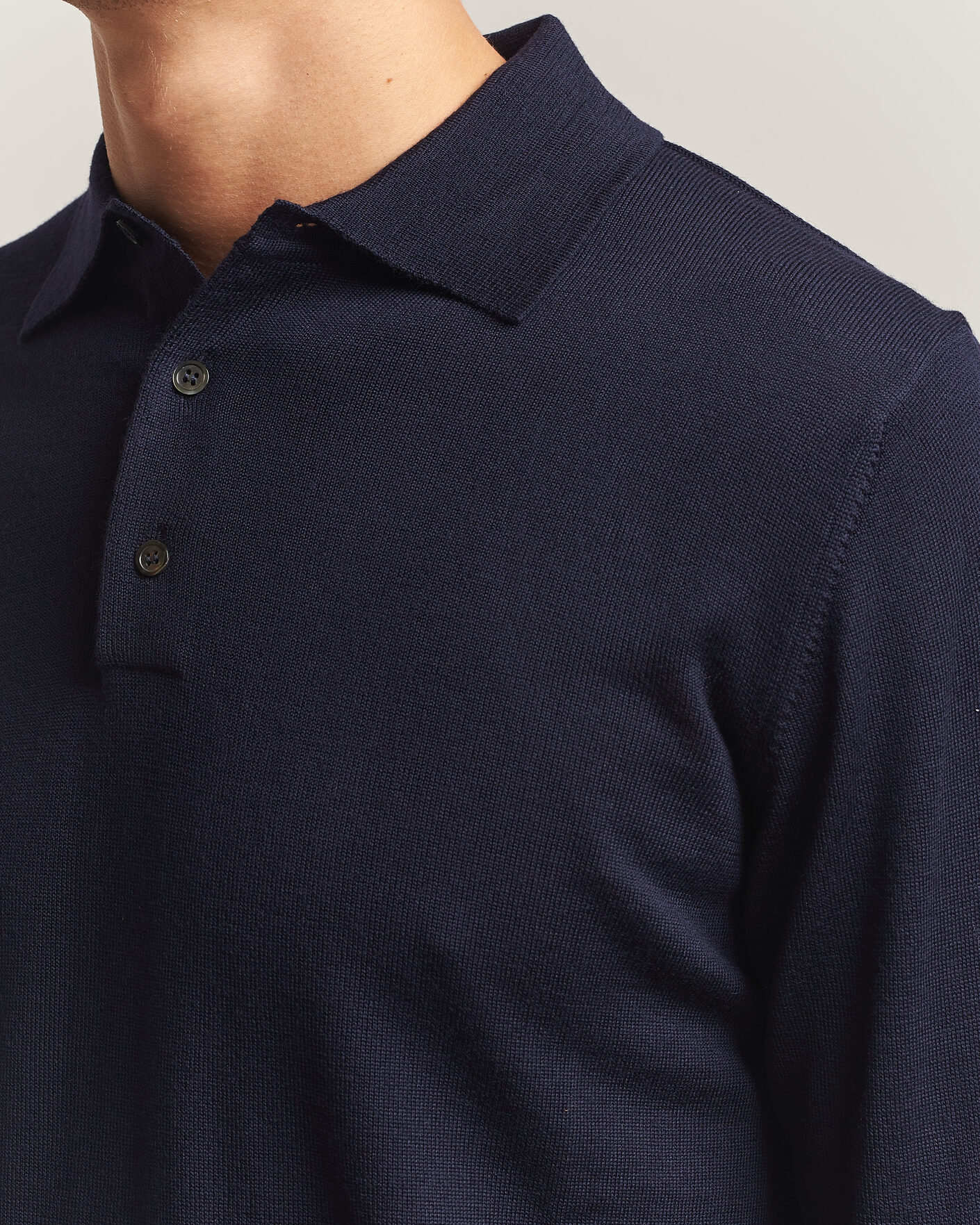 Herre | Trøjer | Morgano | Extra Fine Merino Wool Polo Navy