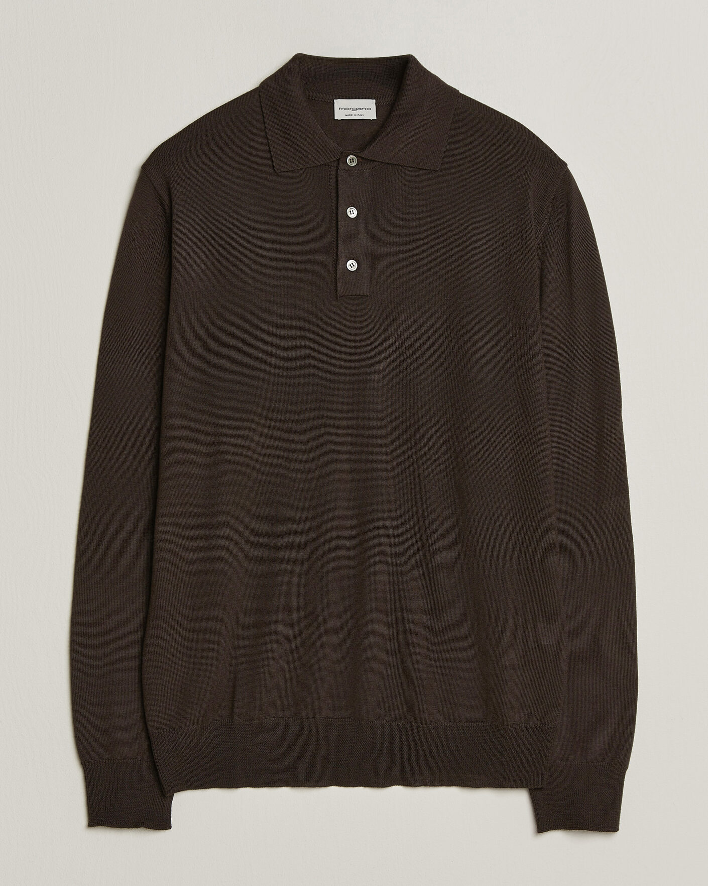 Herre | Trøjer | Morgano | Extra Fine Merino Wool Polo Dark Brown