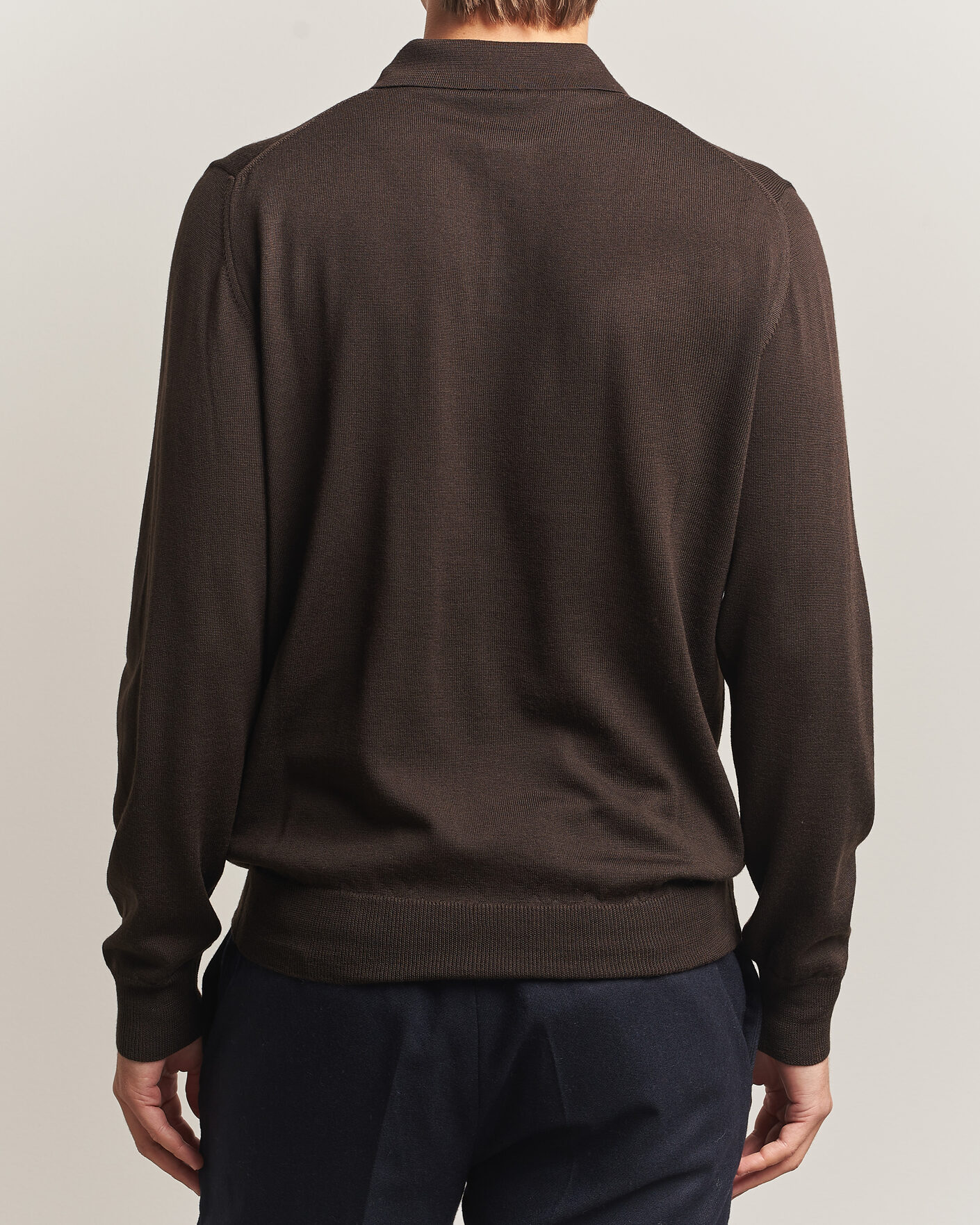 Herre | Trøjer | Morgano | Extra Fine Merino Wool Polo Dark Brown