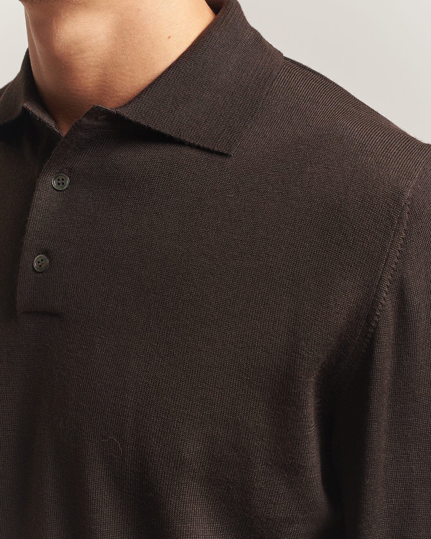 Herre | Trøjer | Morgano | Extra Fine Merino Wool Polo Dark Brown