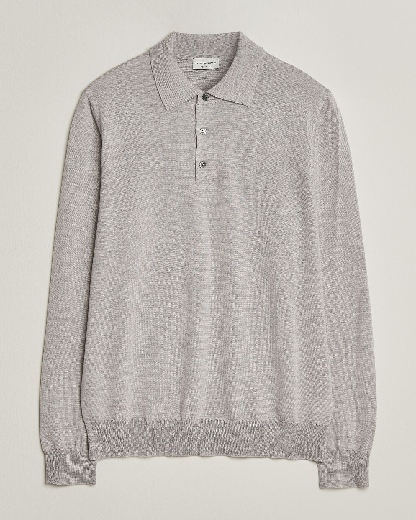 Herre | Trøjer | Morgano | Extra Fine Merino Wool Polo Light Grey