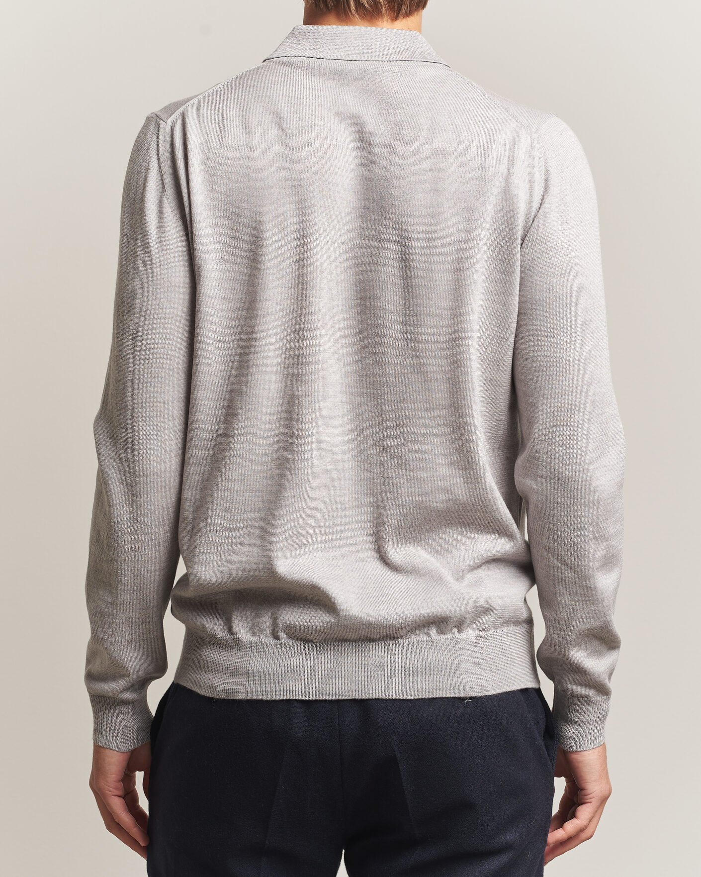 Herre | Trøjer | Morgano | Extra Fine Merino Wool Polo Light Grey