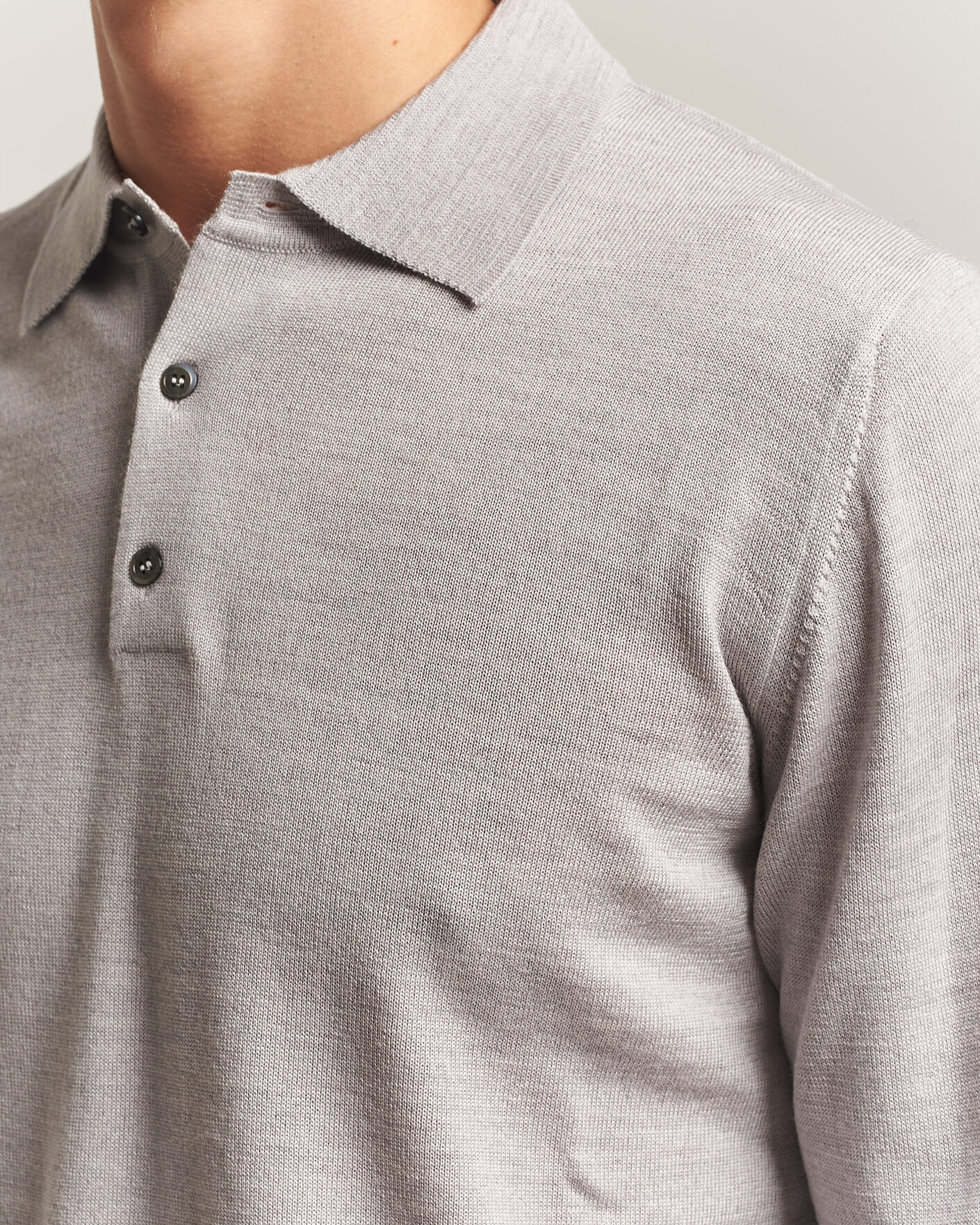 Herre | Trøjer | Morgano | Extra Fine Merino Wool Polo Light Grey