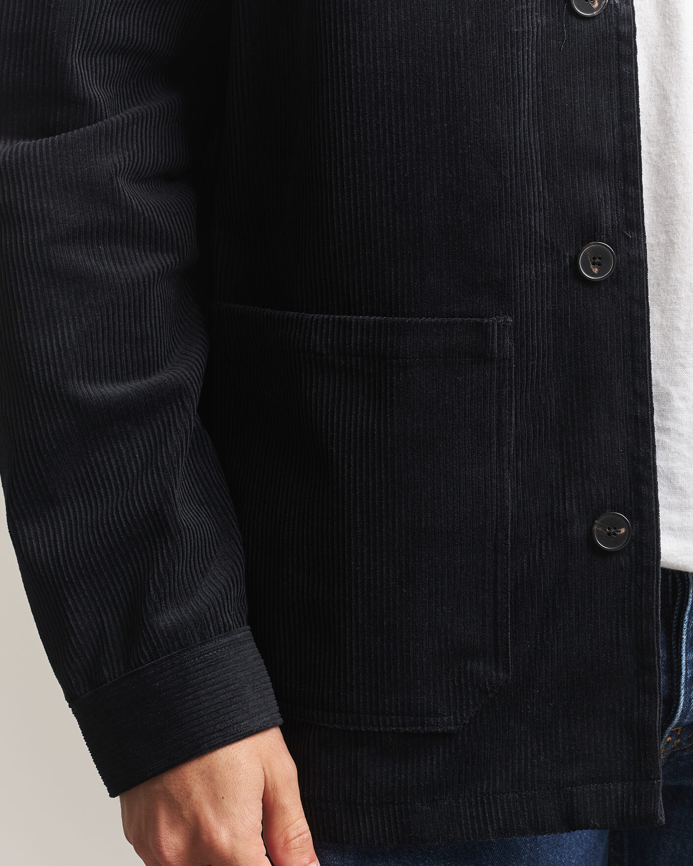 Herre | Skjorter | A Day's March | Original Corduroy Overshirt Black